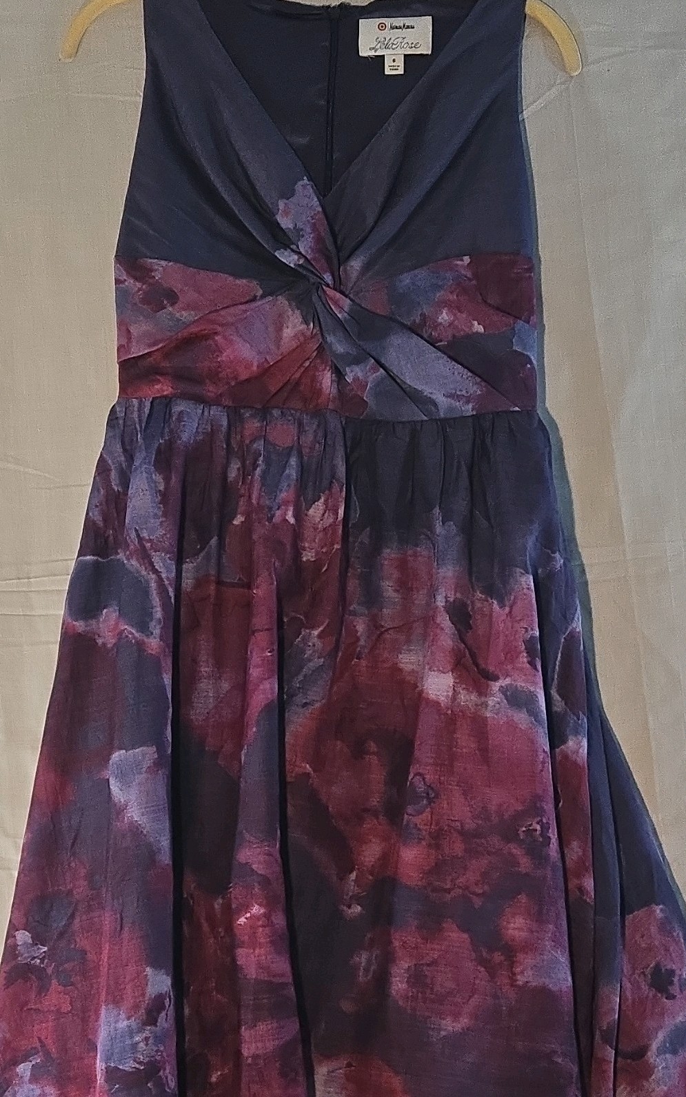 Lela Rose V-Neck Sleeveless Fit & Flare Hi-Low Lined Zip Dress Floral 6