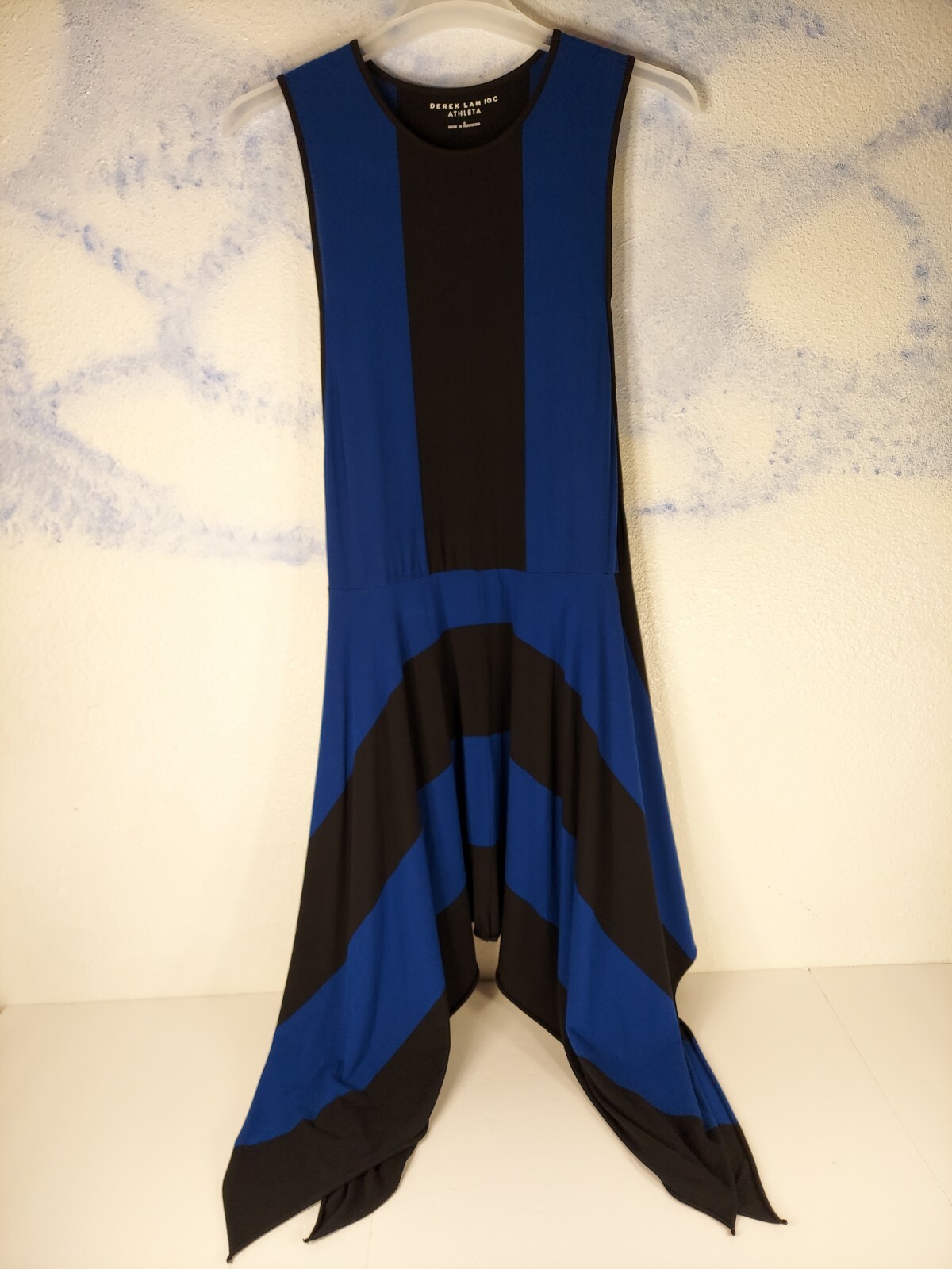$148 DEREK LAM 10 C CROSBY ATHLETA WOMEN’S SIZE SMALL BLACK BLUE FLUID DRESS VGC