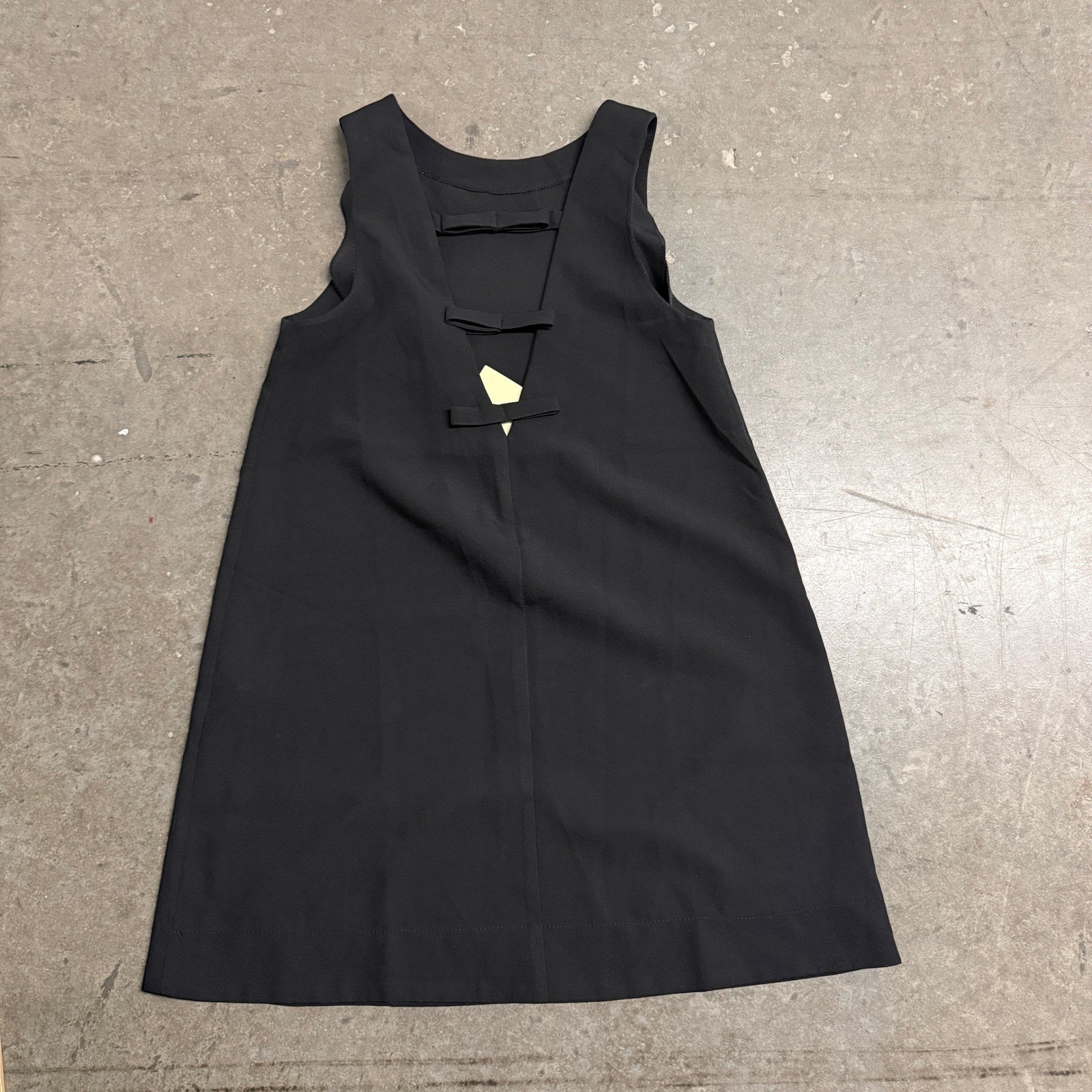 Easy Clothes Black Sleeveless A-Line Shift Dress Triple Bow Open Back New