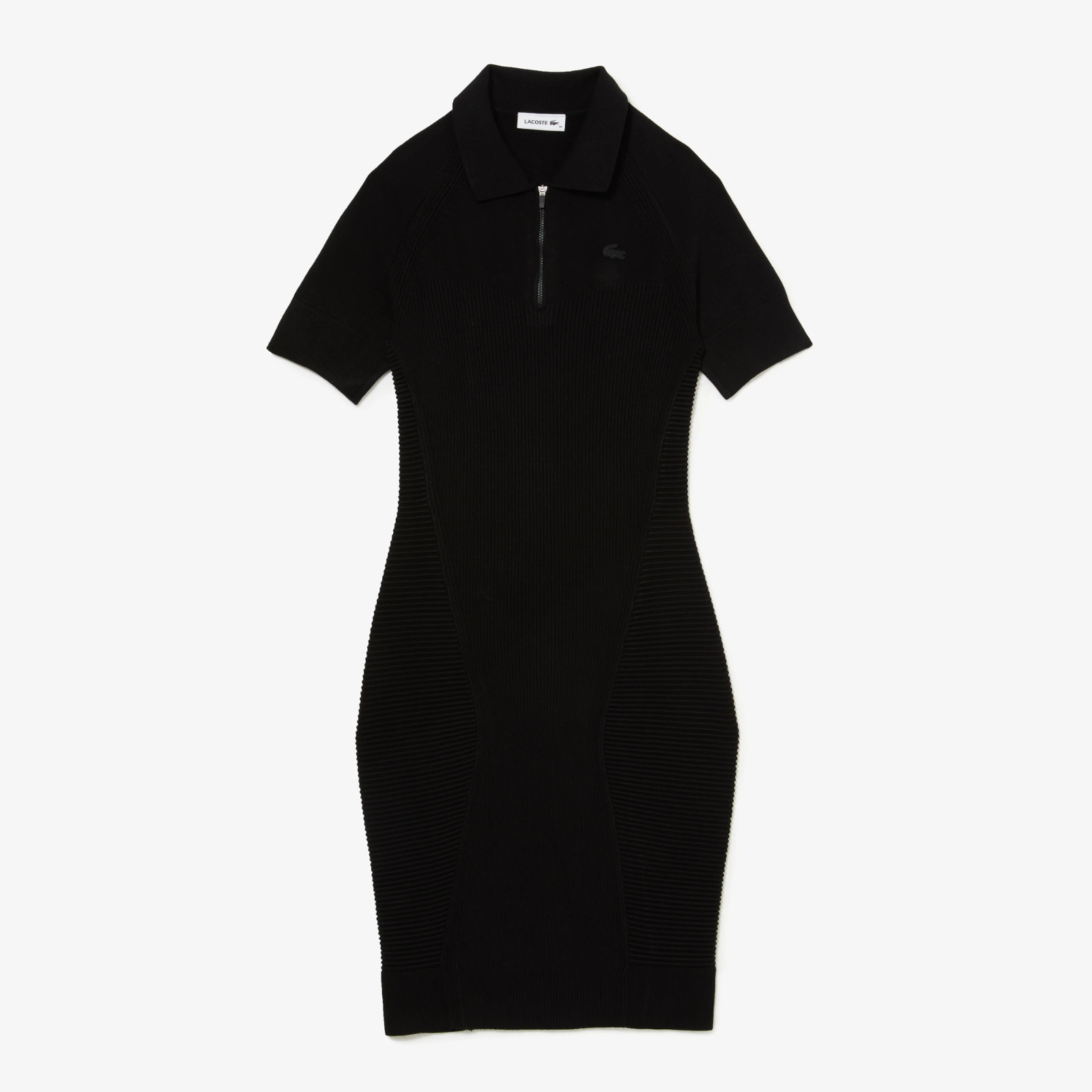 Lacoste Women’s Front Zip Knit Dress Black Size 36 Retail $200 NWT EF9581