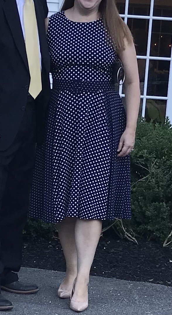Wedding Guest Navy Blue White Polka Dot Dress Size 16