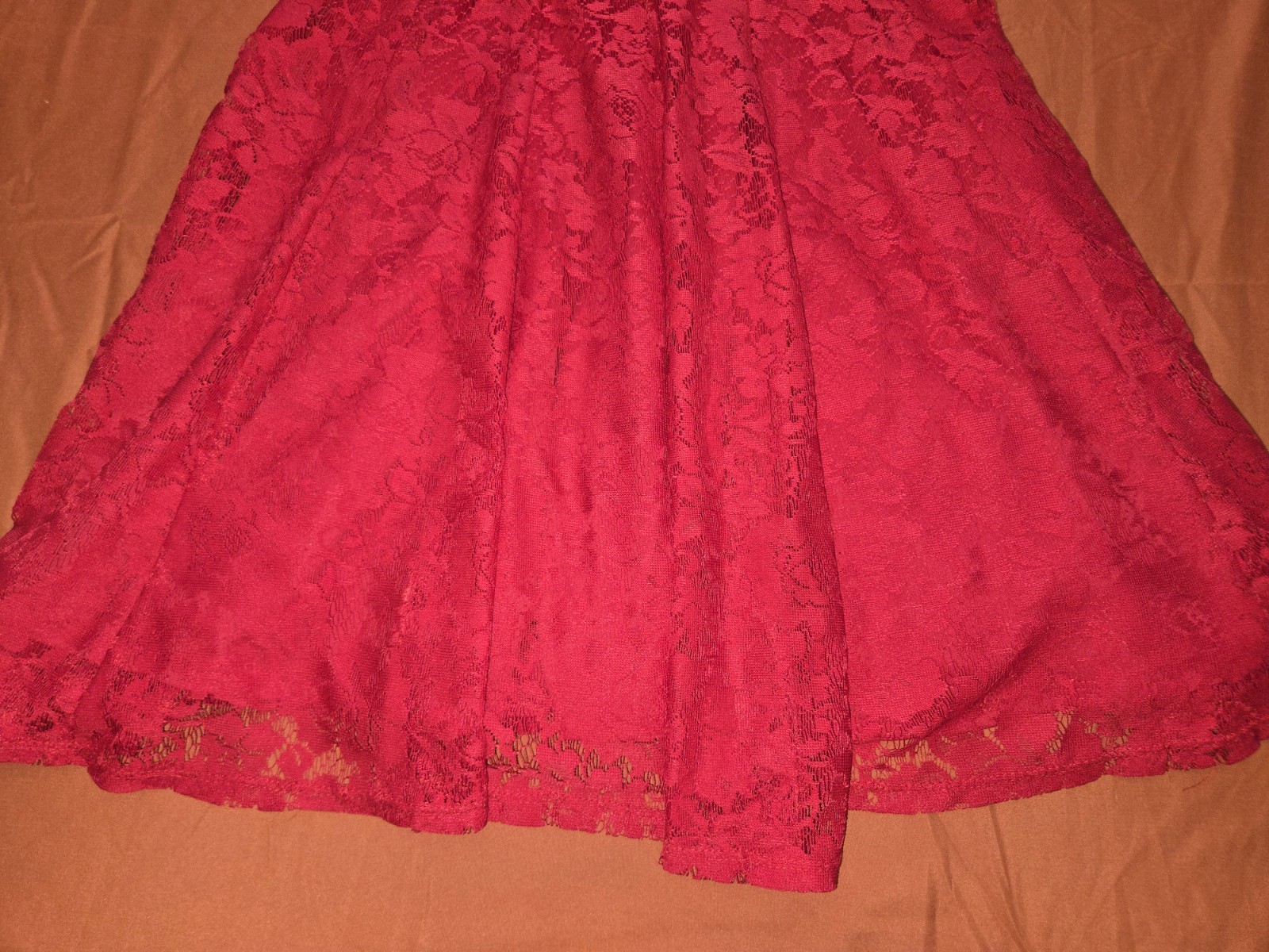 Roz&Ali Red Lace Sleeveless A-Line Floral Dance