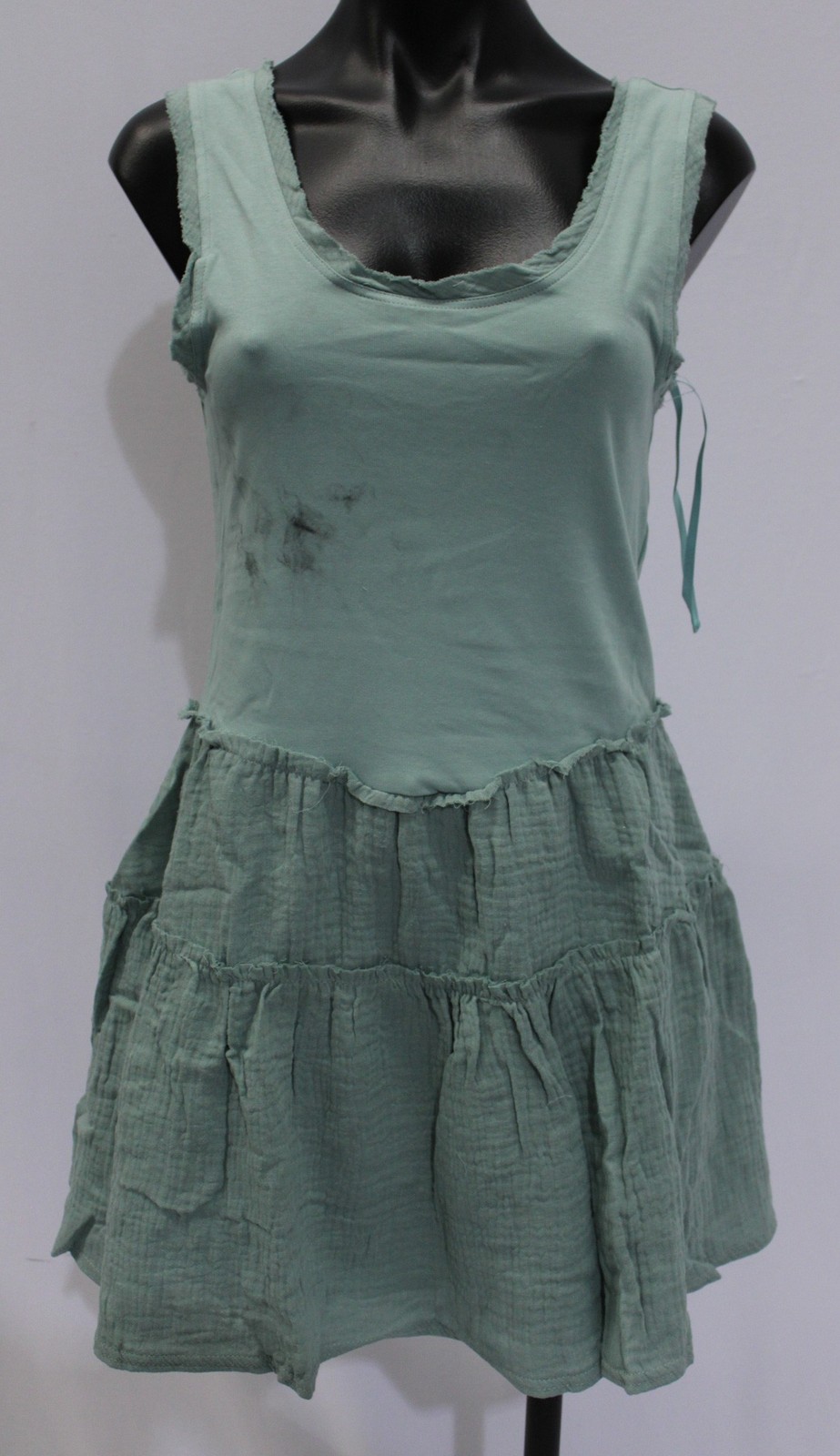 Very J Style Women’s Sleeveless Gauze Tiered Skirt Mini Dress EJ3 Green Small