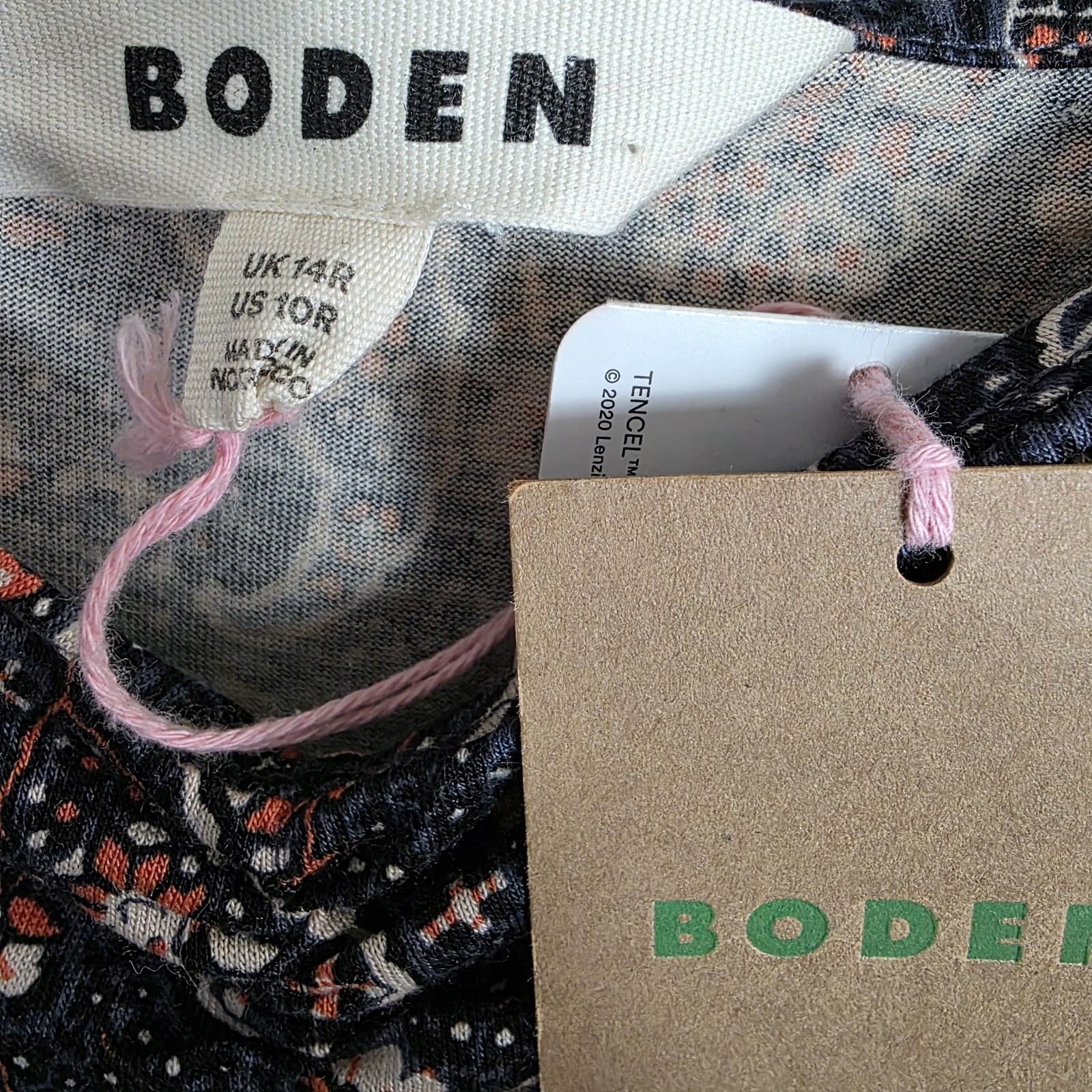 NEW Boden Dress 10 Paisley Sweetheart Jersey Mini Cottagecore Babydoll Navy Blue