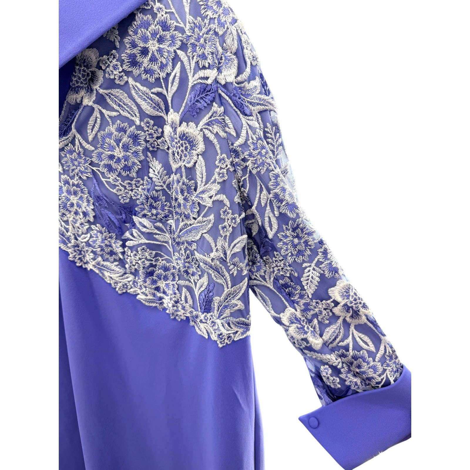 Tadashi Shoji Hutton Collar Lilac Floral Embroidered Lace Dress 22Q BOS22896MQ