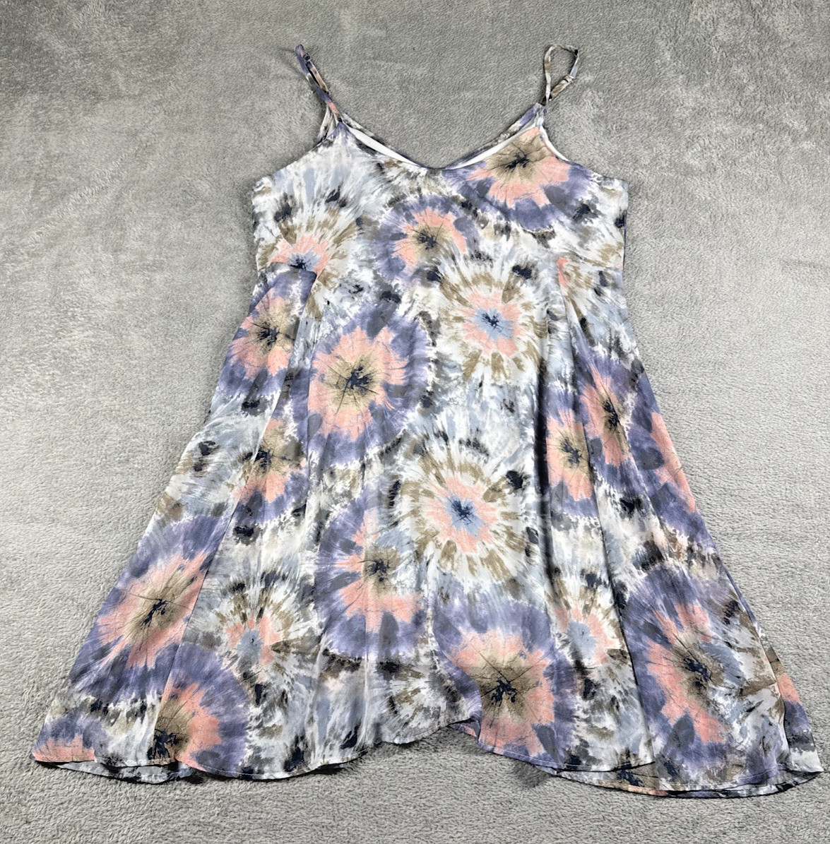 Asher by Fabrik Women’s Mell Strappy Tie-Dye Mini Dress Muted Multicolor Size S