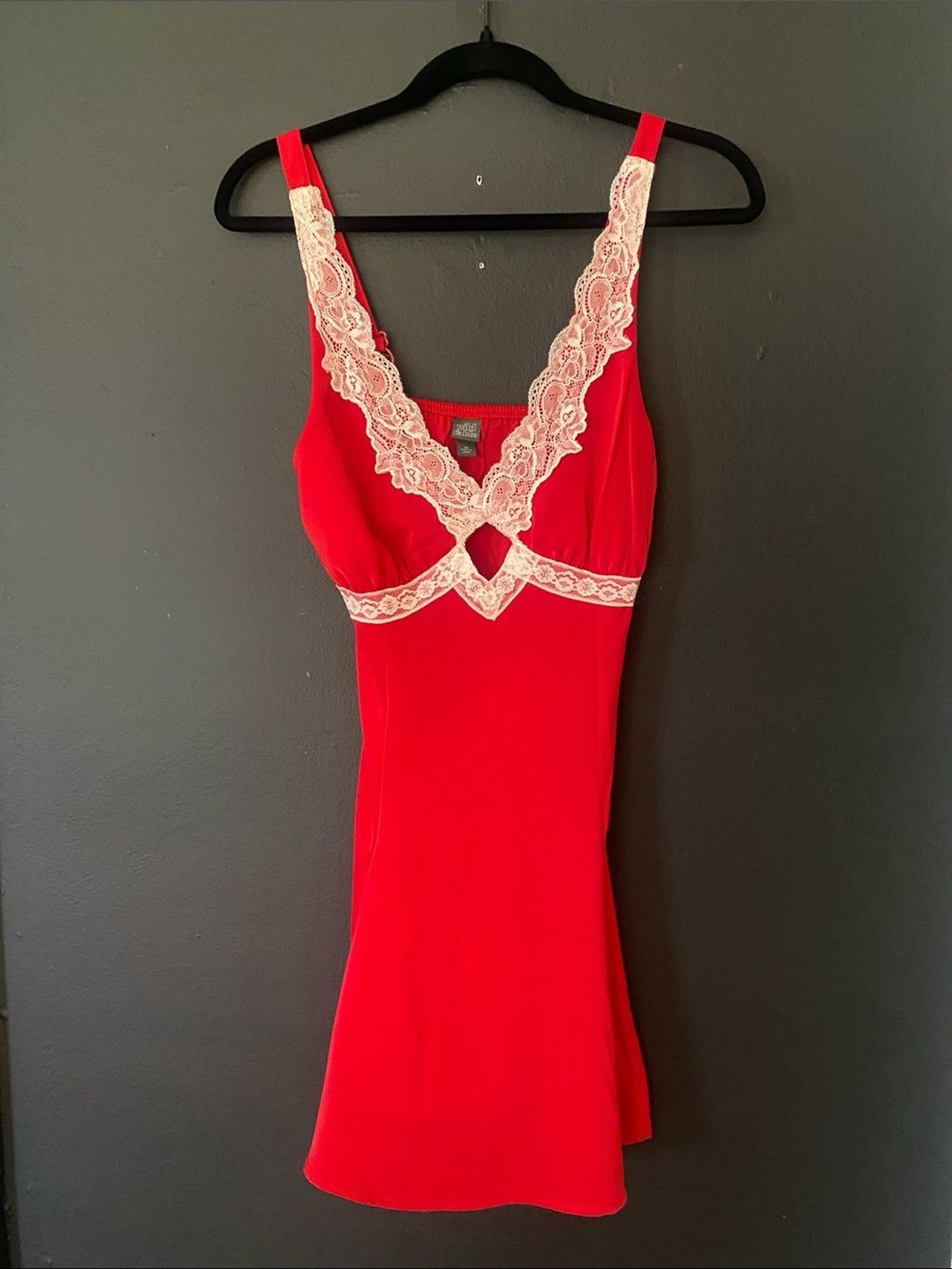 Wild Fable Red Slip Mini Dress with Lace Trim