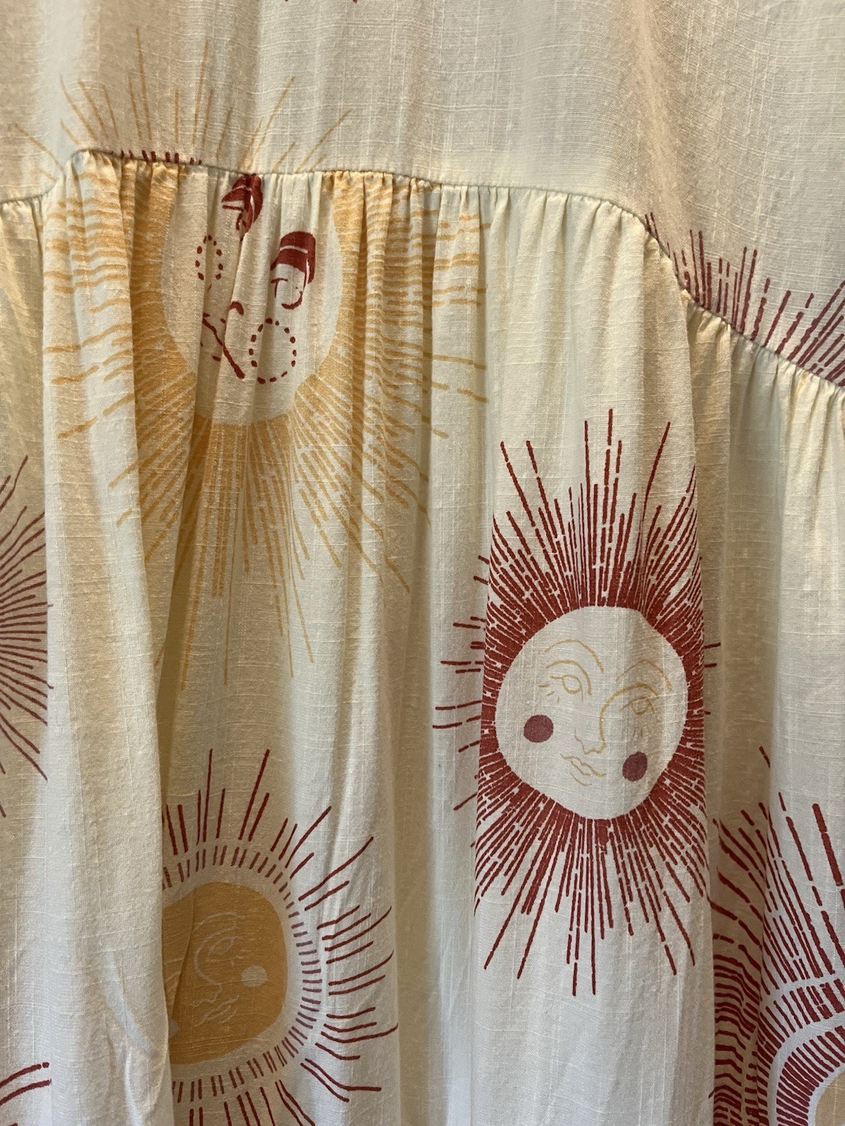 Urban Outfitters Boho Sun Moon Eclipse Dress Tiered Midi Lined Women Sz SM 43″