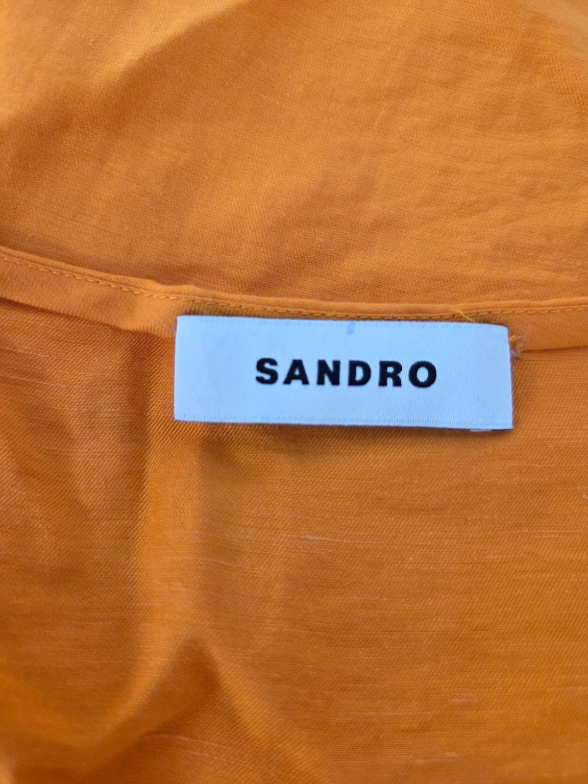Sandro RAMBLA Puff sleeve twist front tangerine midi dress . Size 40. BNWT £299