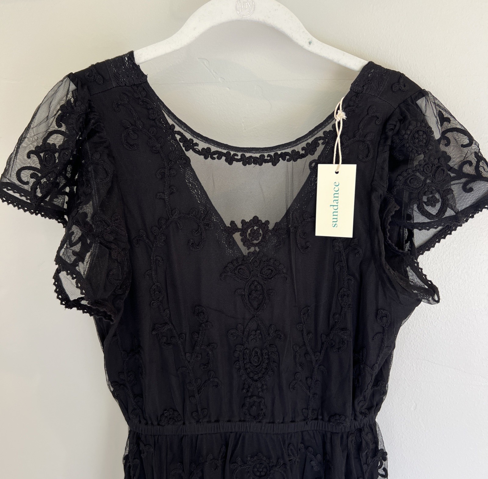 NWT Sundance Catalog Black “Mayfield Embroidered Dress” Size L