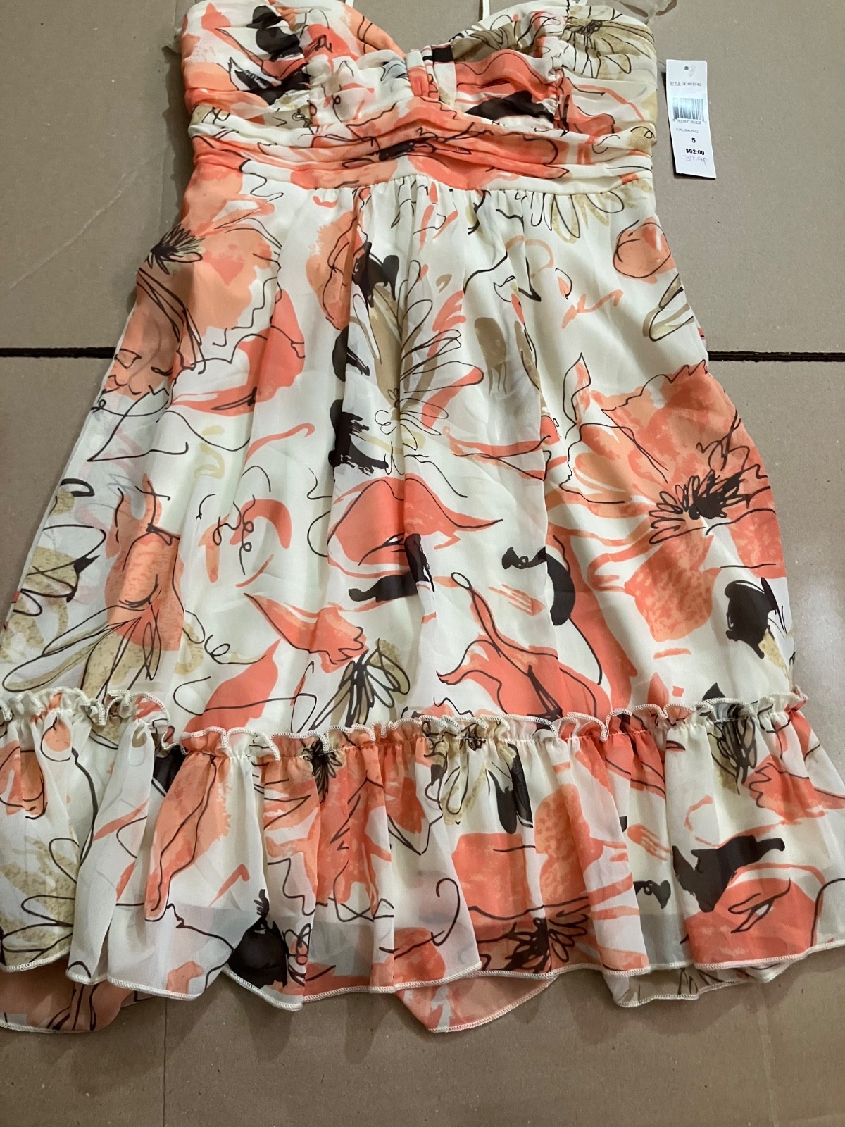 Trixxi Mini Spaghetti Dress Cream/Coral Color-Size 5-See Pictures