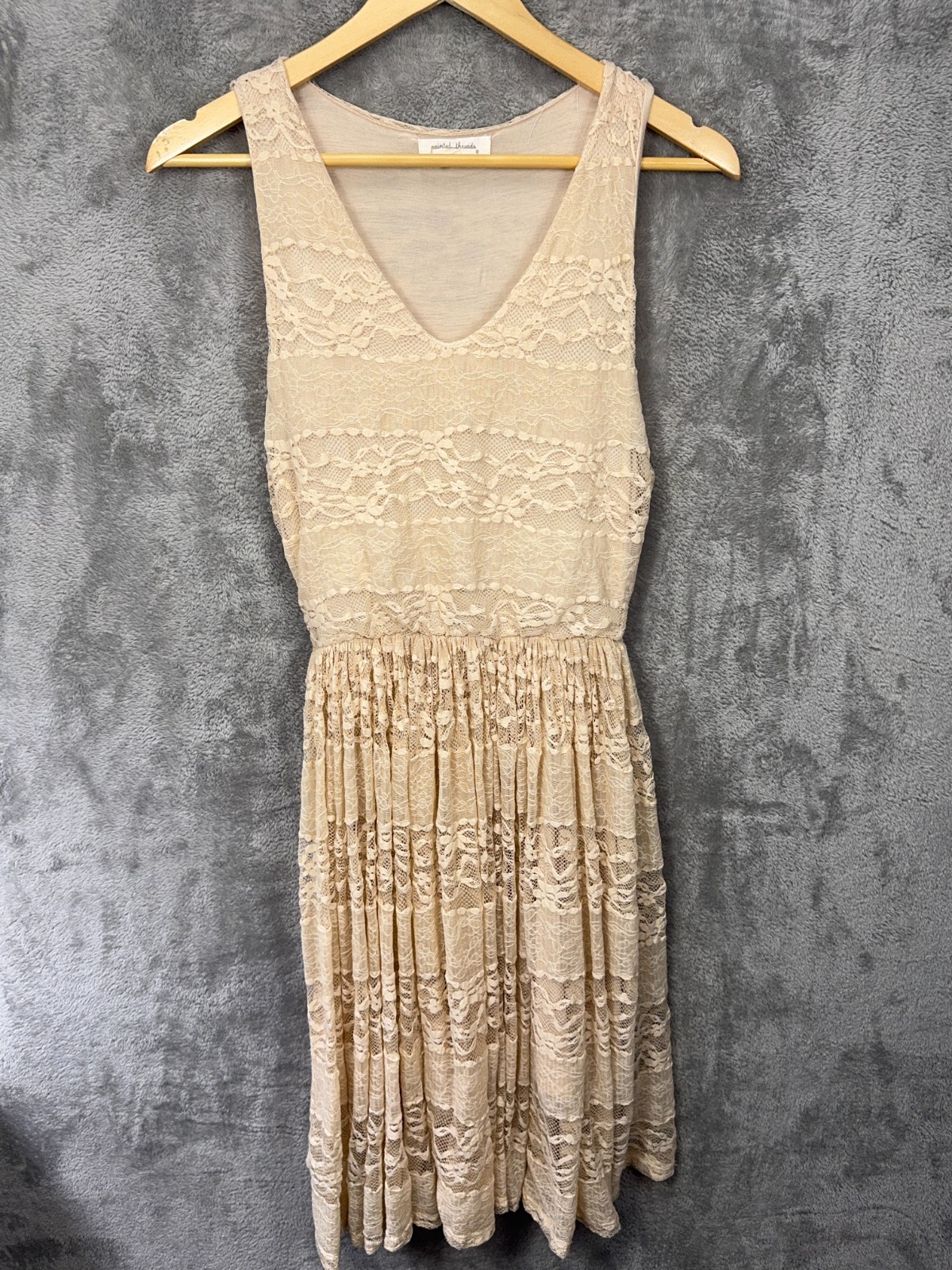 Painted Threads Fit & Flare Lace Overlay Dress S Fairy Cottage Dainty Feminine