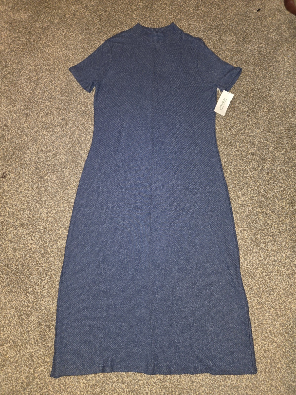 NWT Haven Well Within Sweater Dress Medium Rib Knit Chevron Midi Dress Mock Neck
