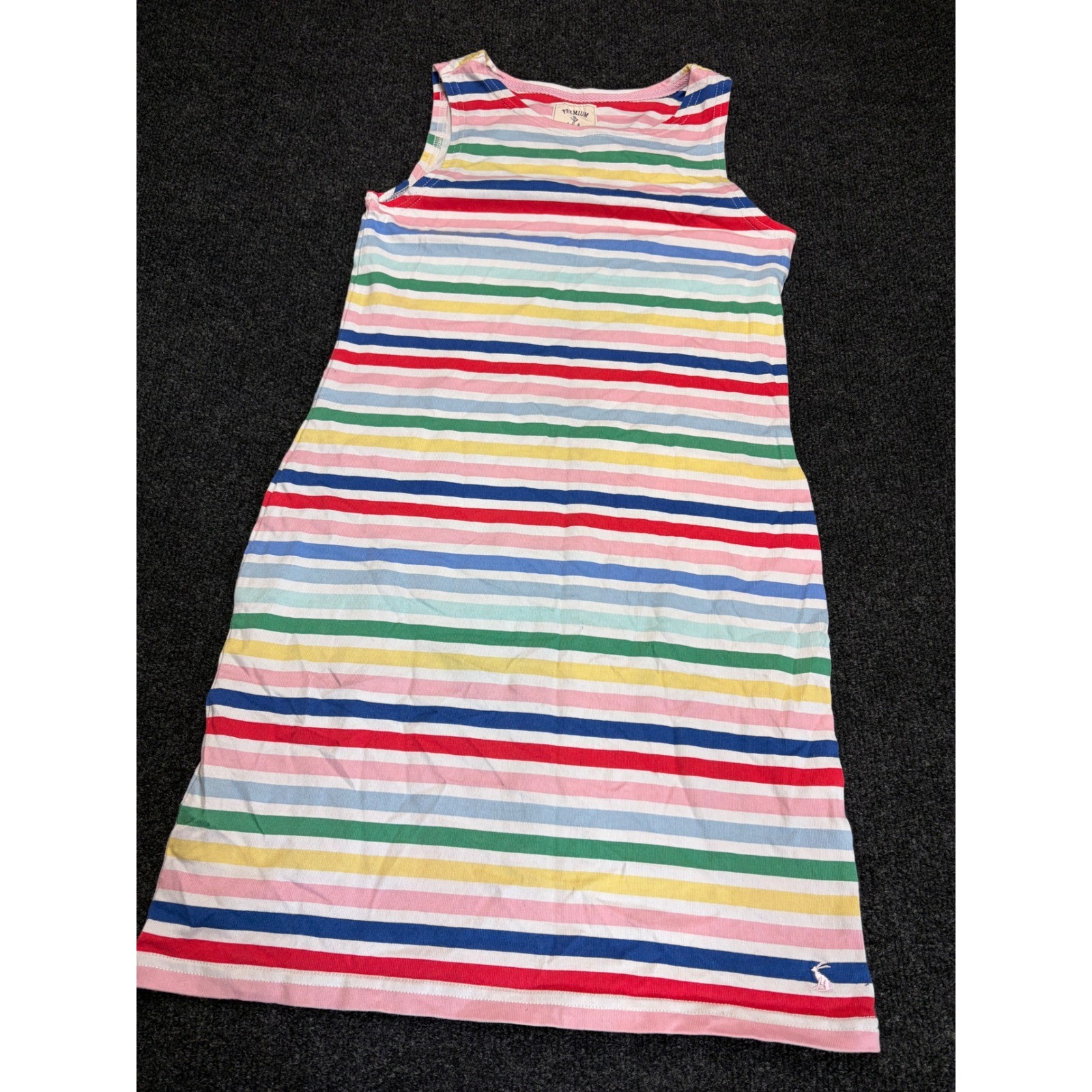 Joules Womens Rainbow Stripe Sleeveless Shift Dress Multi Color Cotton UK 8 US 4