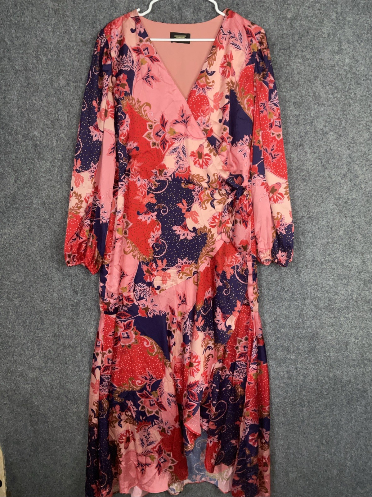 Alexia Admor Aala Wrap Maxi Dress Womens Size 14 Floral High Low silhouette