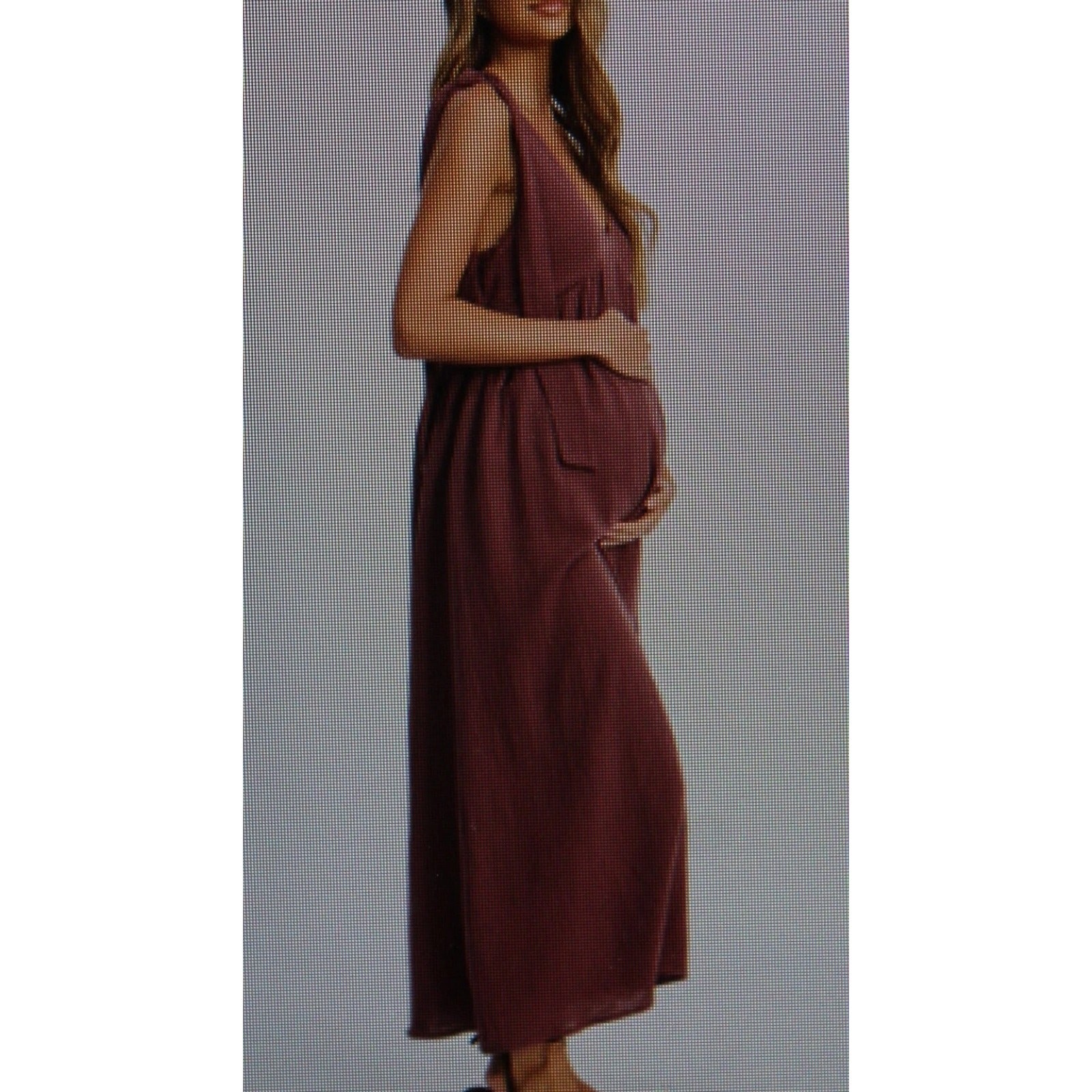 Apero Mallorca nursing dress medium gingham brown cream tan v-neck bow