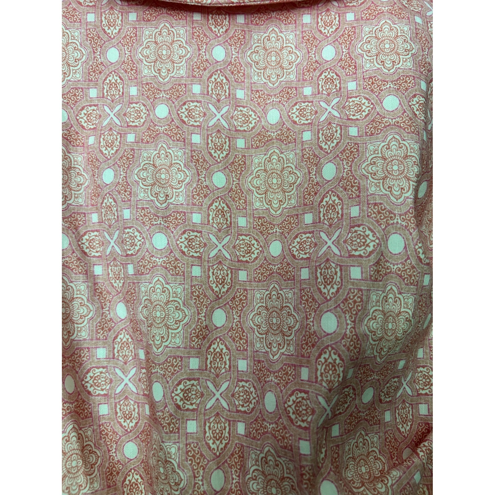 Sara Campbell Blush Pink Printed Stretch Linen Magic Dress Rolled Collar Size 2
