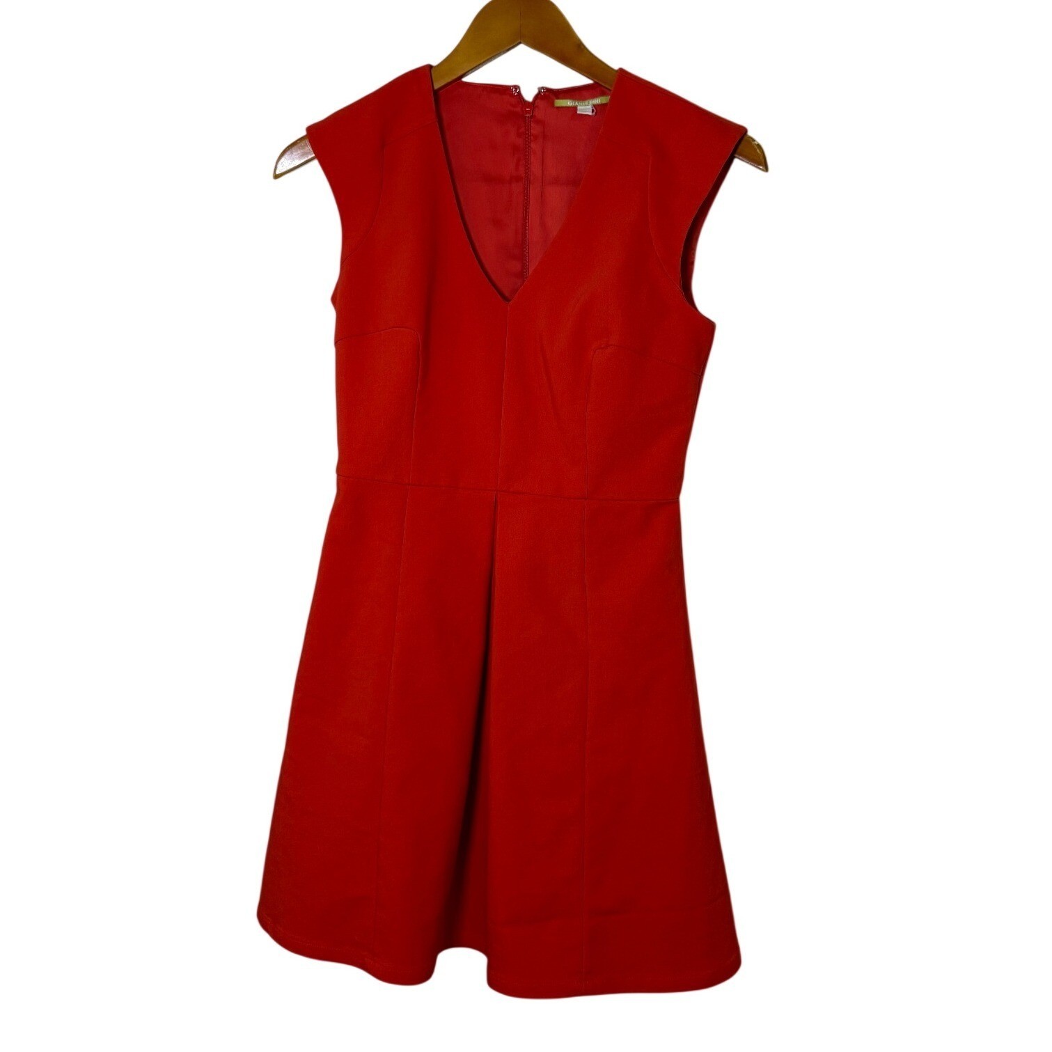 Gianni Bini Women Fit and Flare Dress XS Orange V-Neck Cap Sleeve Classic