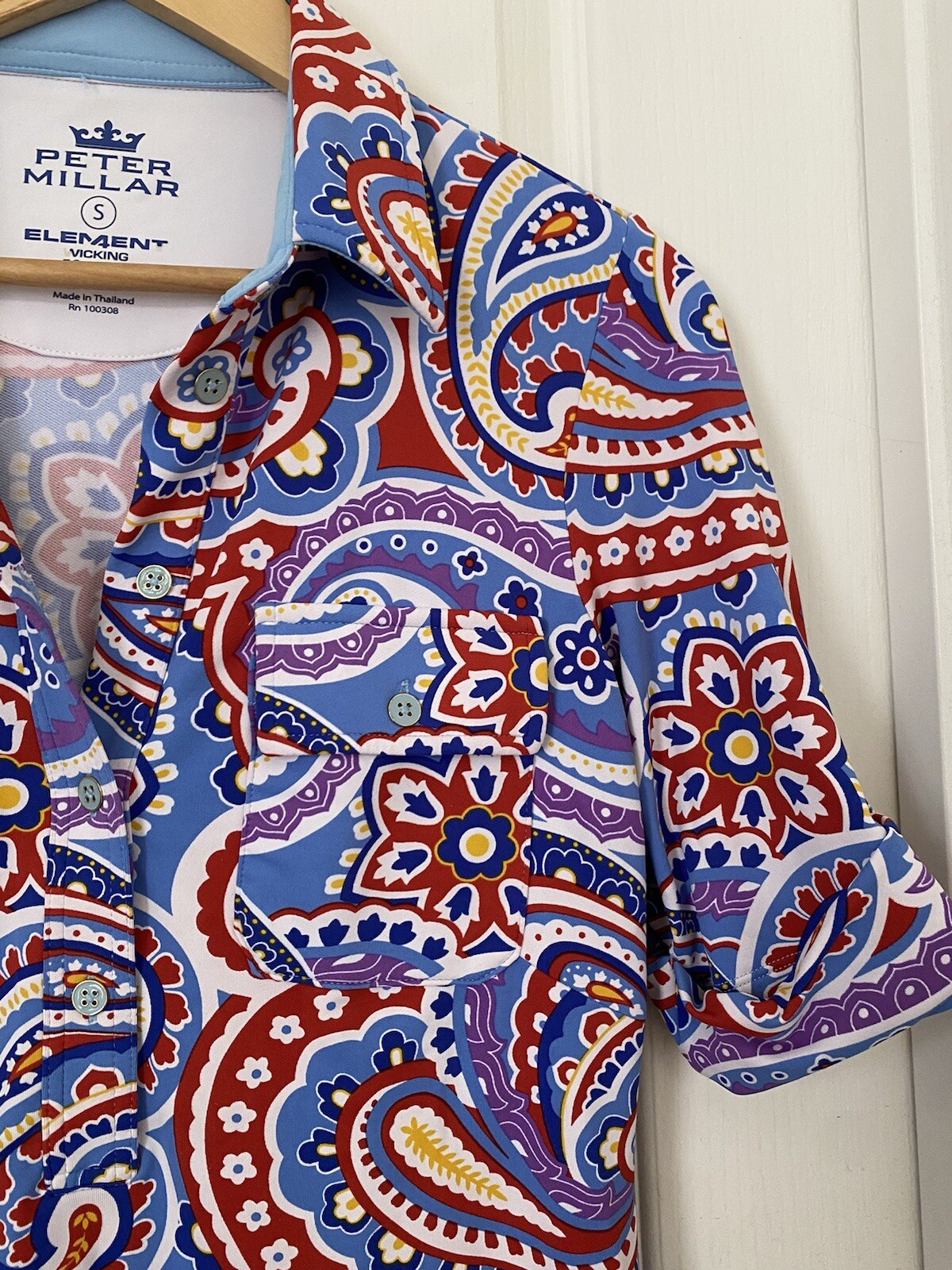 Peter Millar Element Wicking Womens 50+ UPF Stretch Dress Size Small Paisley