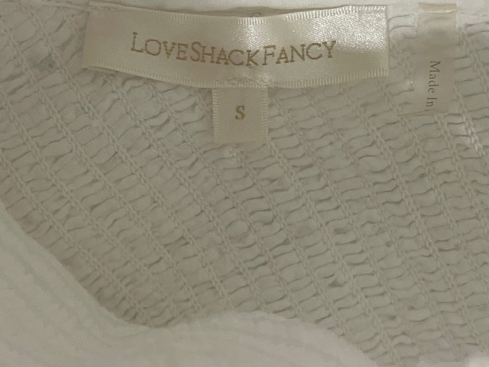 LoveShackFancy Jayce Broderie Anglaise Mini Dress Antique White Small $485