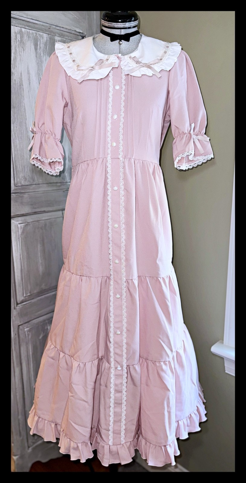 DearMyLove Pink Selectable Length Tiered Dress Long Kawaii Jirai Kei Japan M