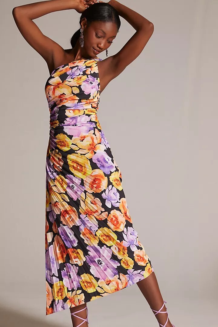 NWT Anthropologie Geisha Designs Asymmetrical Hem Midi Dress Size M #C2403