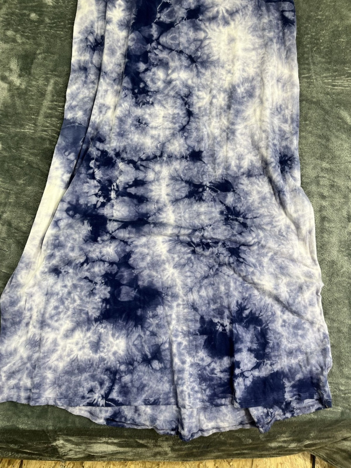 LuLaRoe Womens Blue & White Tie-Dye Short Sleeve Maxi Dress S