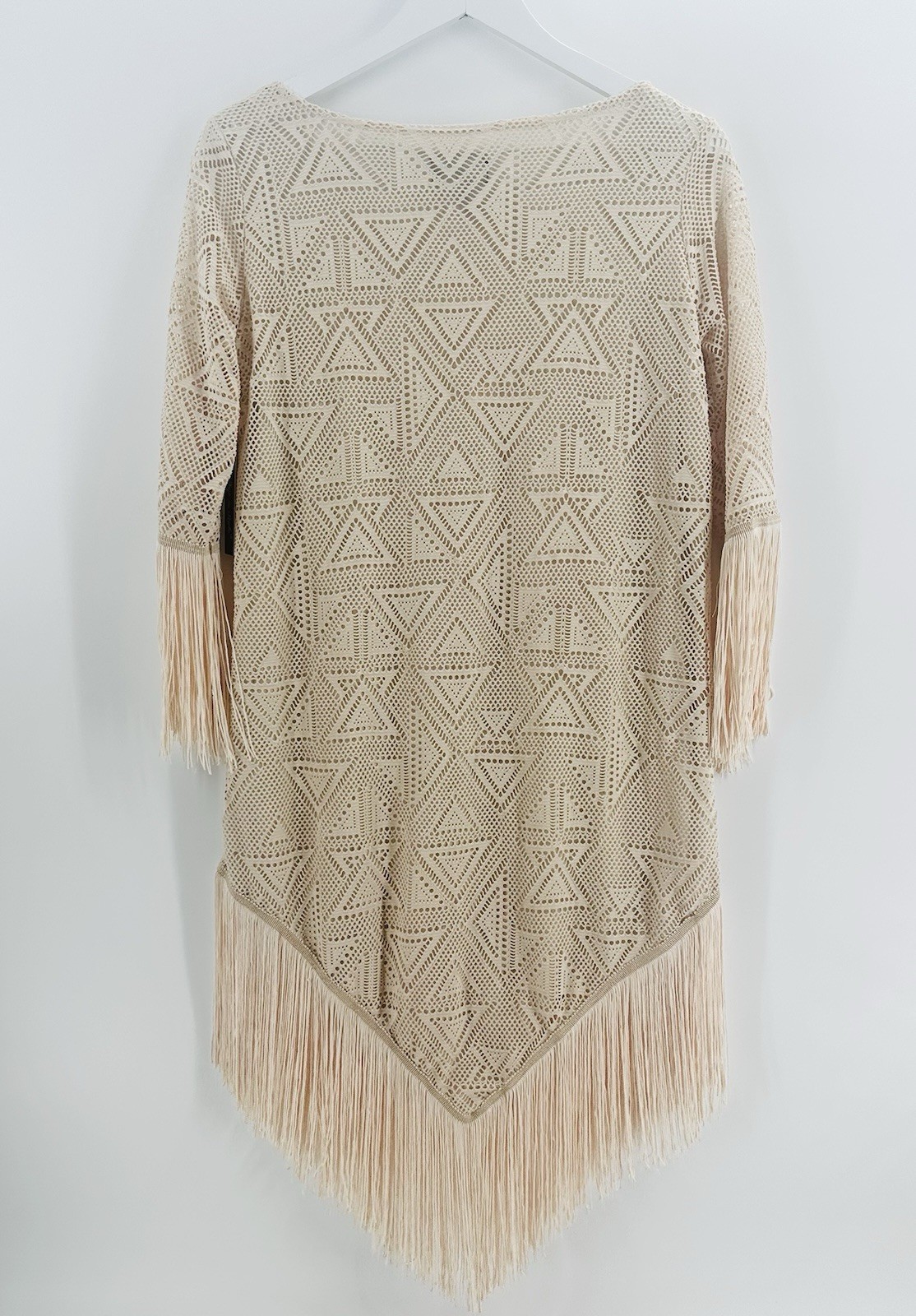 NWT Step In Style Dress Cream Beige Sz S Crochet Tunic Dress Boho AB12