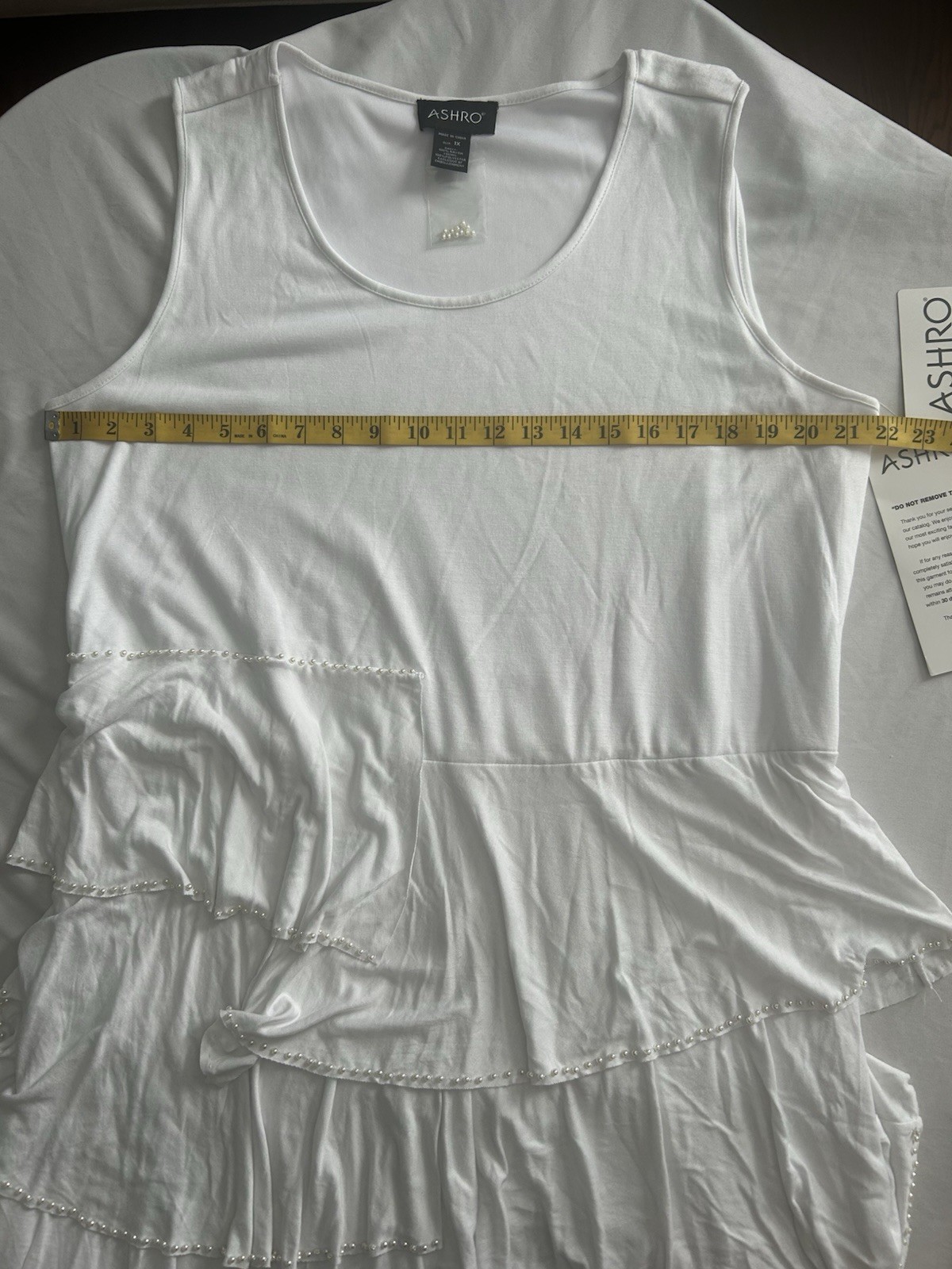Ashro Beaded Tiered Maxi Dress Womens Size 1X White Classic Boho Neutral NWT