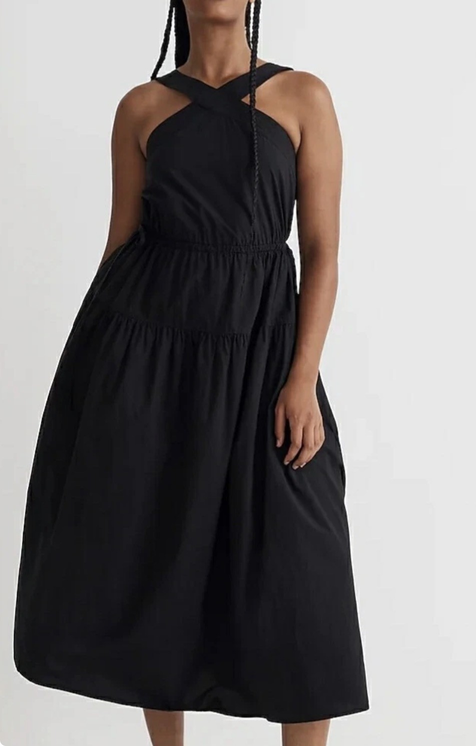 Madewell Poplin Halter Tiered Midi Dress NL129 Size 6, NWT
