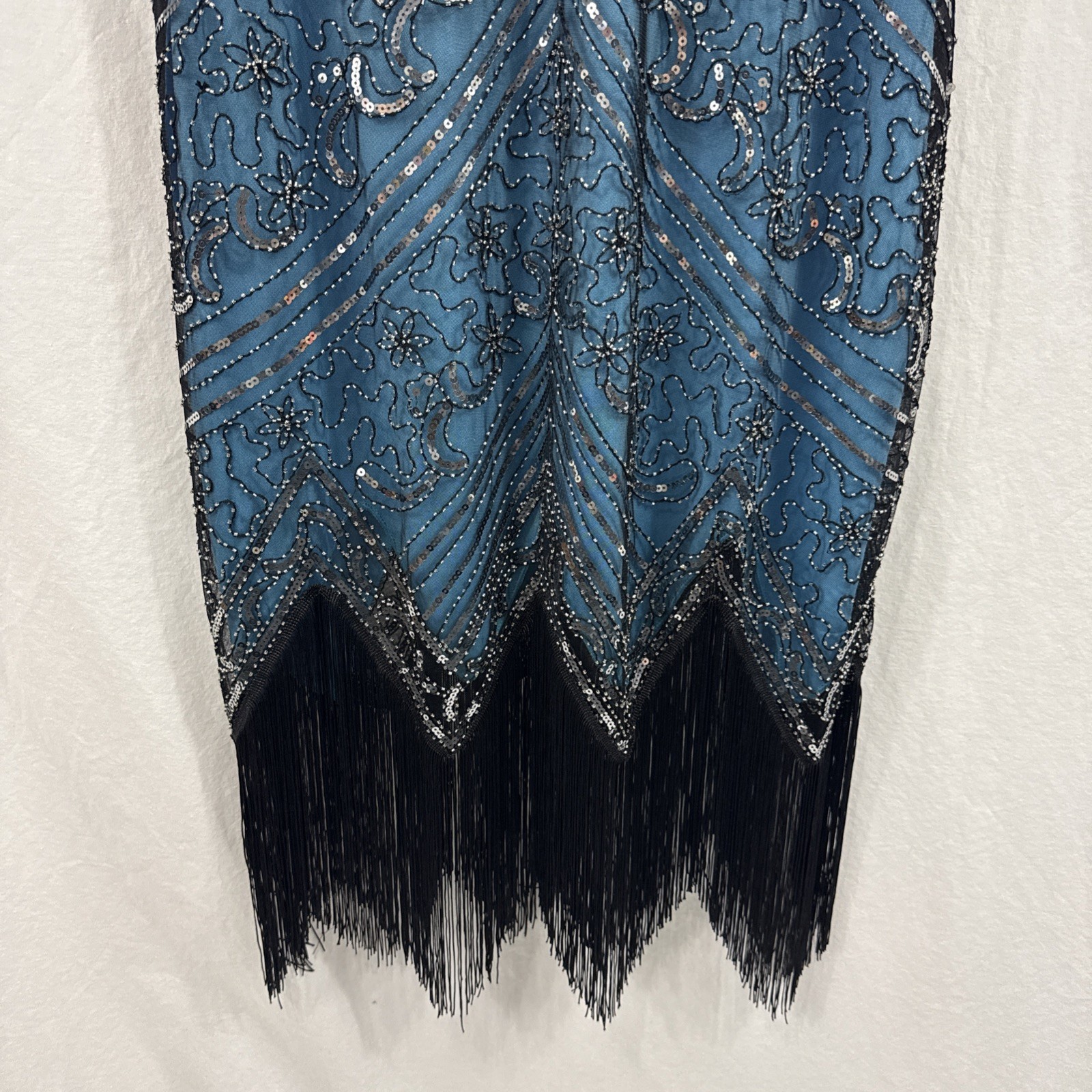 Fundaisy Beaded Sequin Fringe Flapper Great Gatsby Glam Retro Dress Womens 3XL
