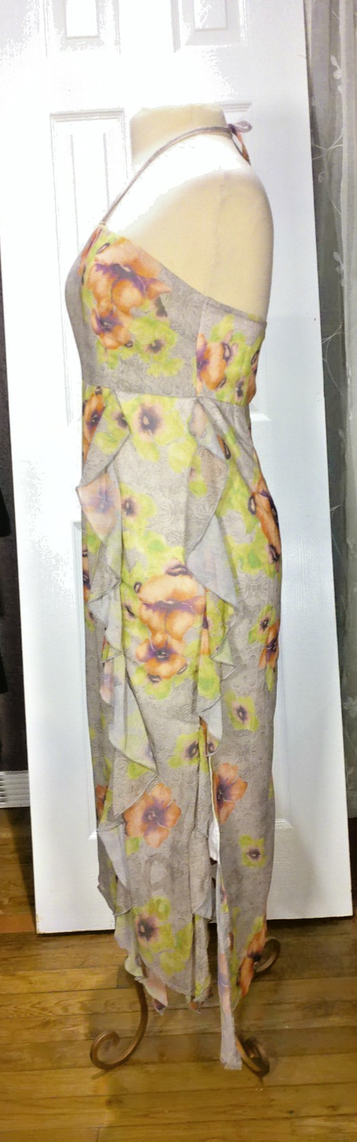 Midi Dress Dazy Floral Print Sheer Lined Strapless Bow Midi Sundress Preppy XL