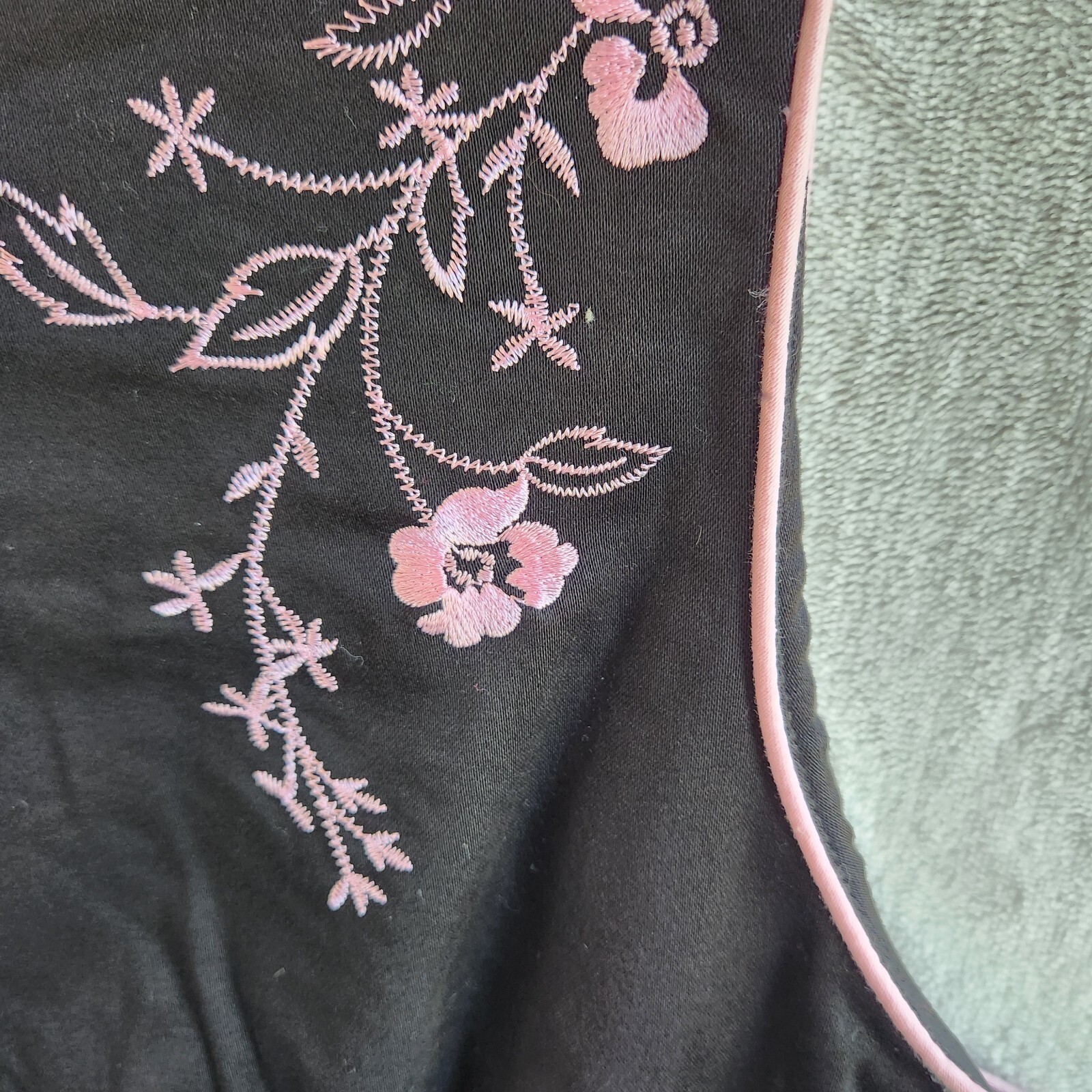 Sag Harbor Embroidered Dress Black & Pink Floral Asian Inspired Retro Sheath 12