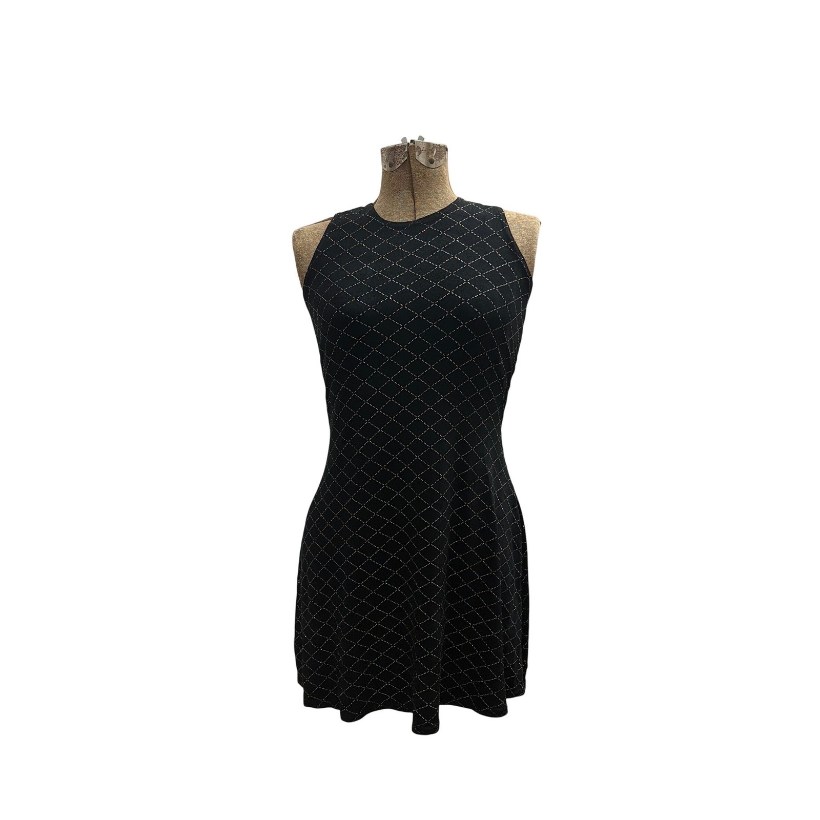Dress Y2K Marian & Maral Women S Black Metallic Diamond Knit Mini Sleeveless