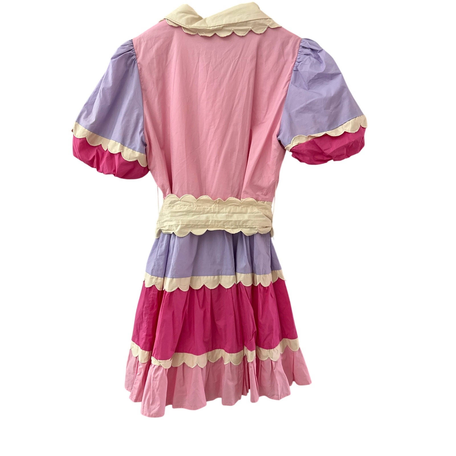 Karlie Scalloped Button Front Cutie Pie Mini Dress Pink Size Large