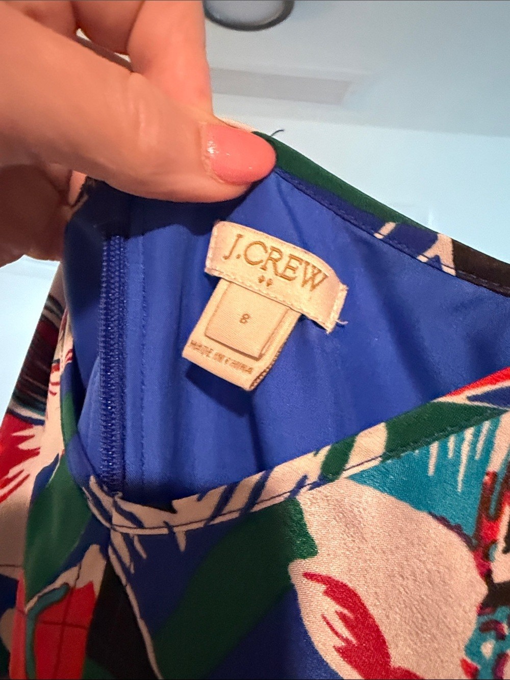 J. Crew Blue Floral Spaghetti-Strap Mini Dress