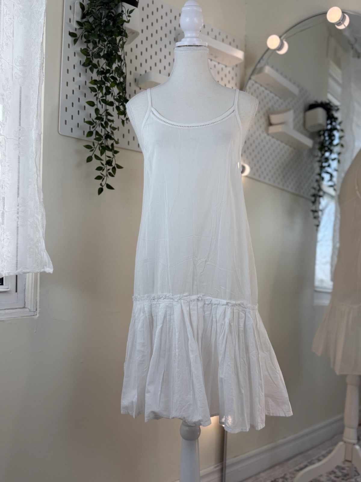 100% Cotton Slip Dress Adjustable Strap Midi Dress Minimalist Cotton Summer