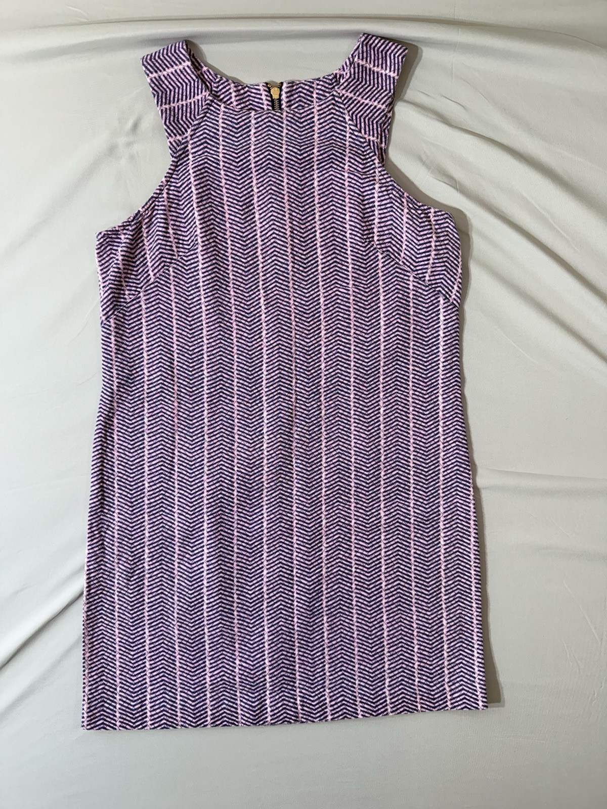 Southern Tide Chevron Shift Dress Purple Pink Navy Sleeveless 8 preppy, beachy