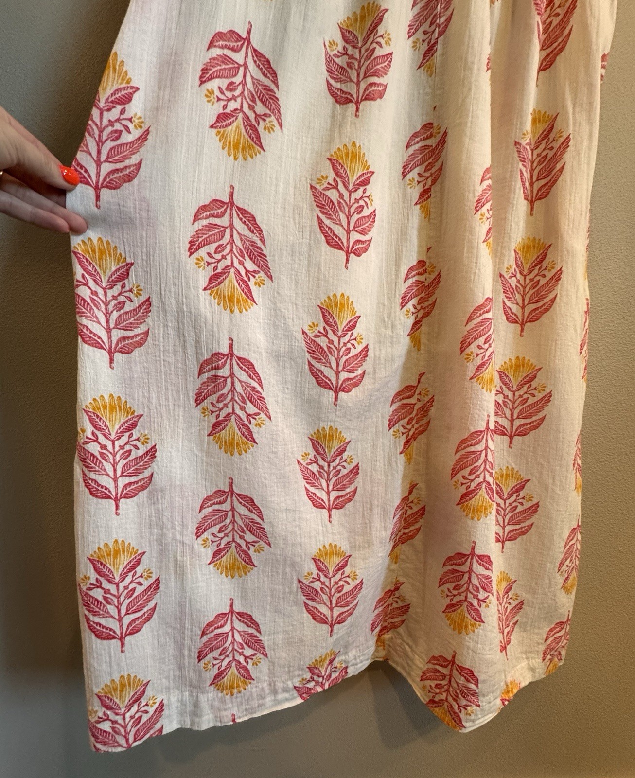 Old Navy White Pink Yellow Floral V-Neck Strappy Midi Sundress Pockets M