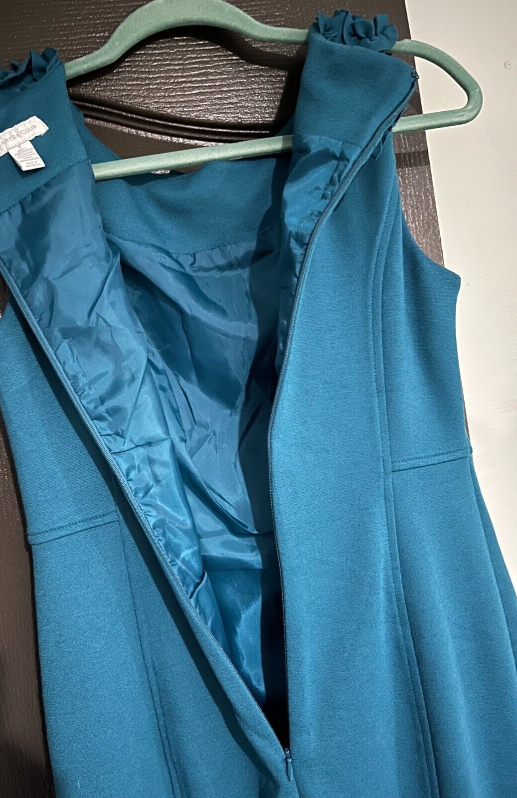 Sleeveless A-Line Sheath Dress Ruffle Neck Dress Charter Club Women Size 4 Teal