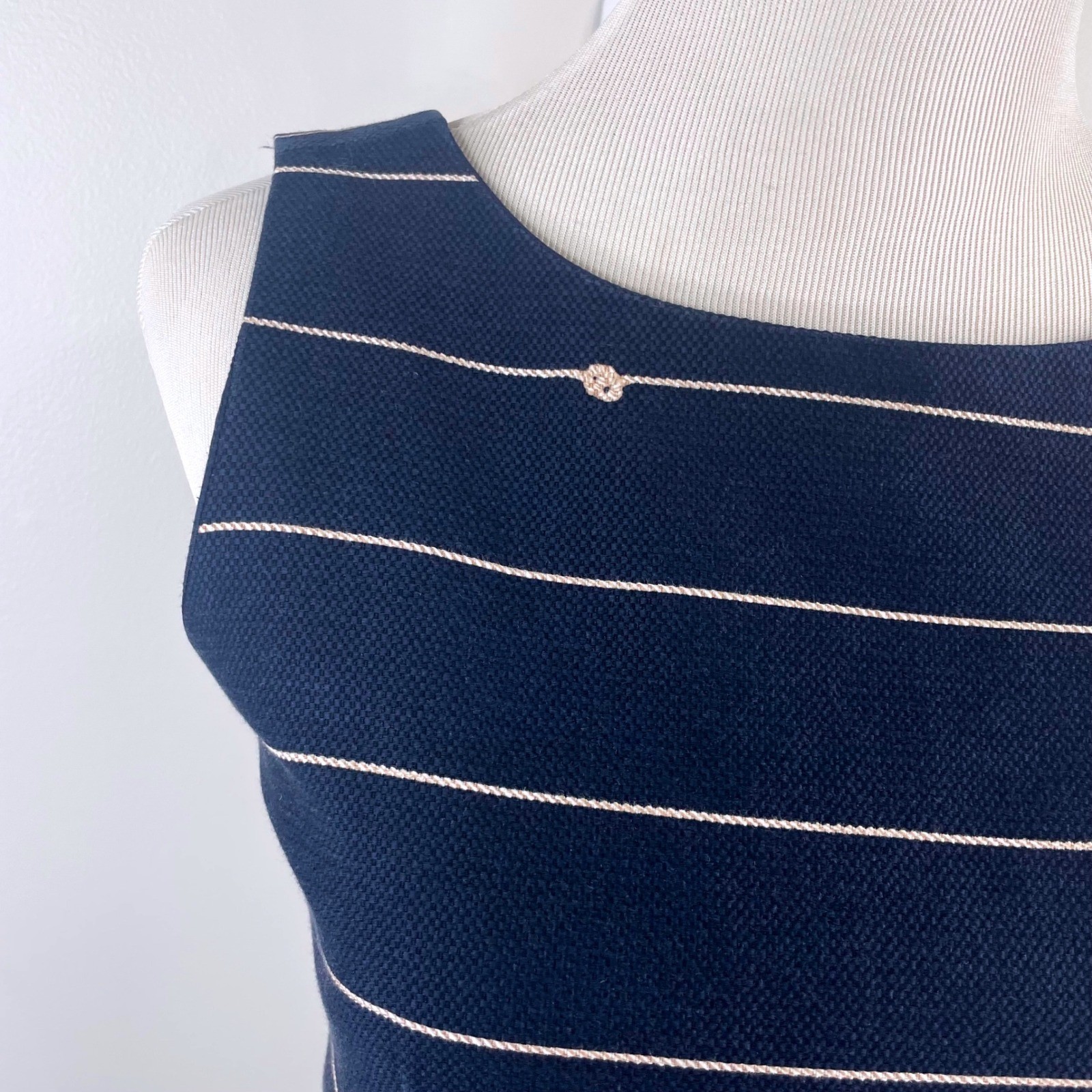 The Limited Navy Blue Nautical Striped Embroidered Sleeveless Dress Size 2