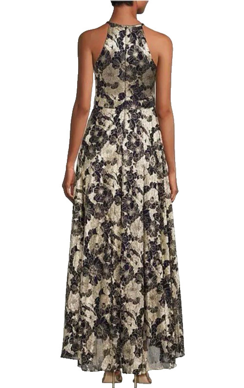 Betsy & Adam Evening Formal Dress 10 Blue Gold Long Wedding Party NEW $268