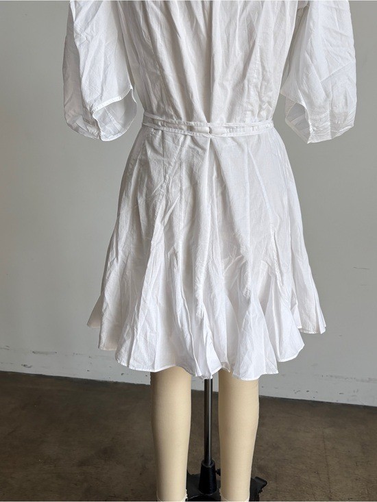 NWT RHODE “Claudine” Puff-Sleeve Wrap Mini Dress in White Sz X-Large