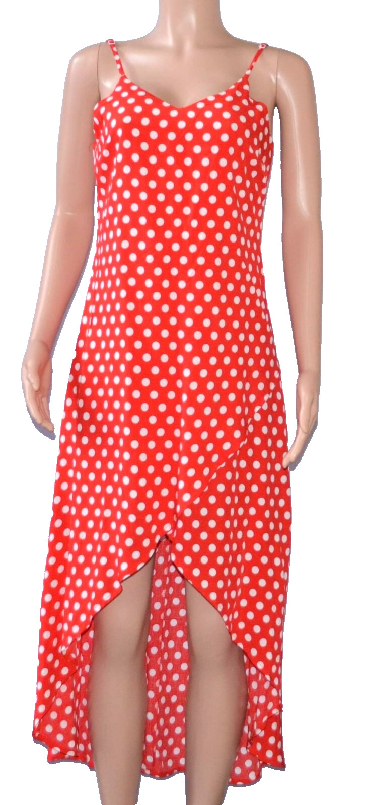 LILBETTER Women’s Polka Dot Print Spaghetti Strap Long Maxi Dress Size Small