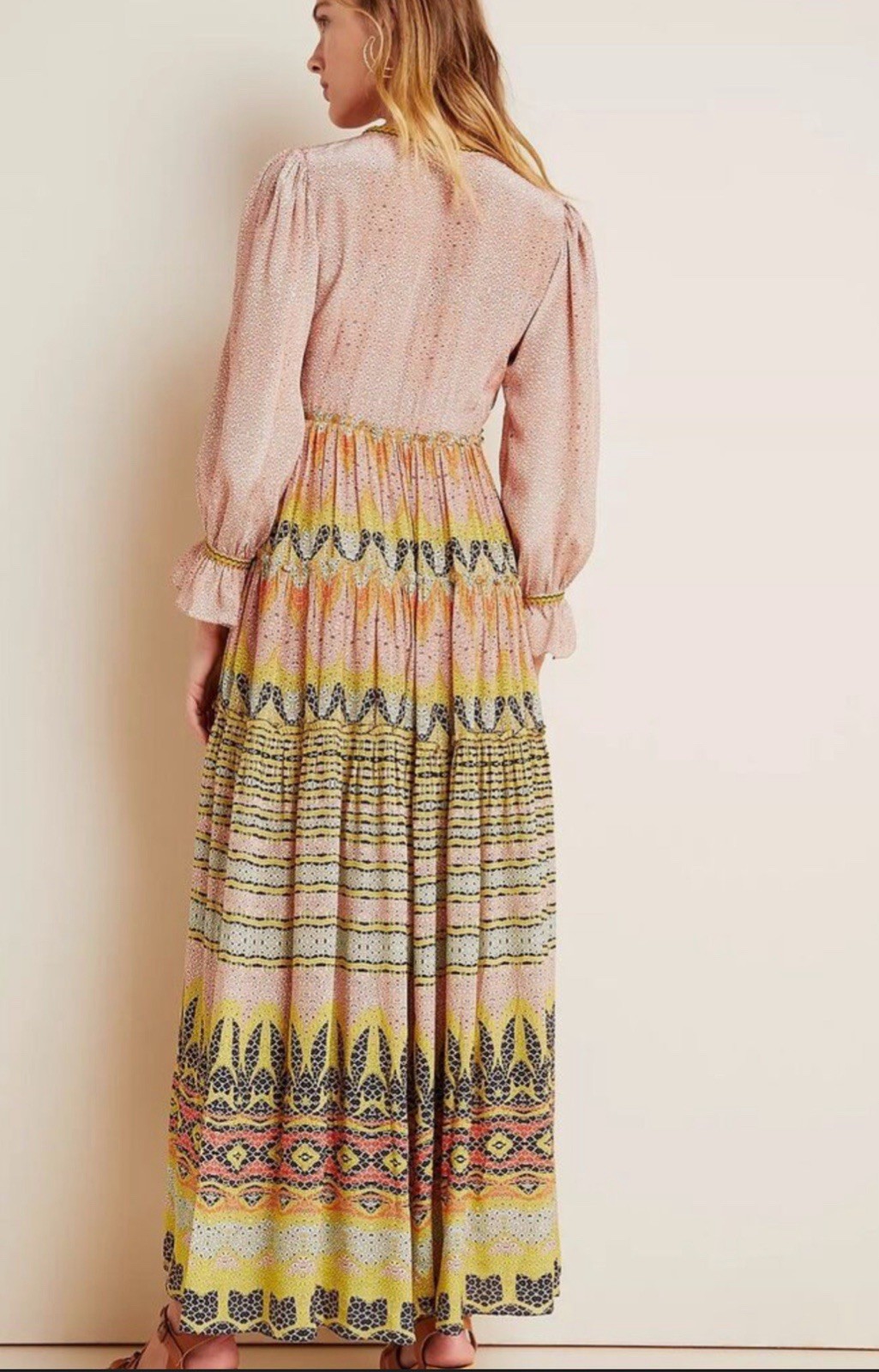 Anthropologie Bhanuni by Jyoti Giorgia Embroidered Dress 4 Tiered Maxi Dress