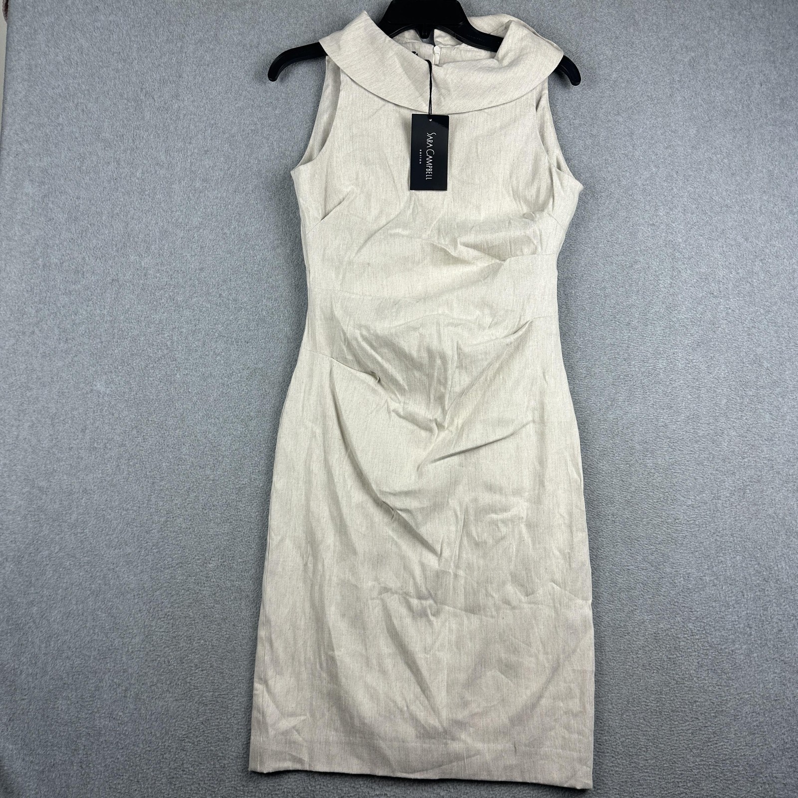 Sara Campbell Hodda Magic Dress Womens XS Beige Stretch Linen Blend Sheath NWT