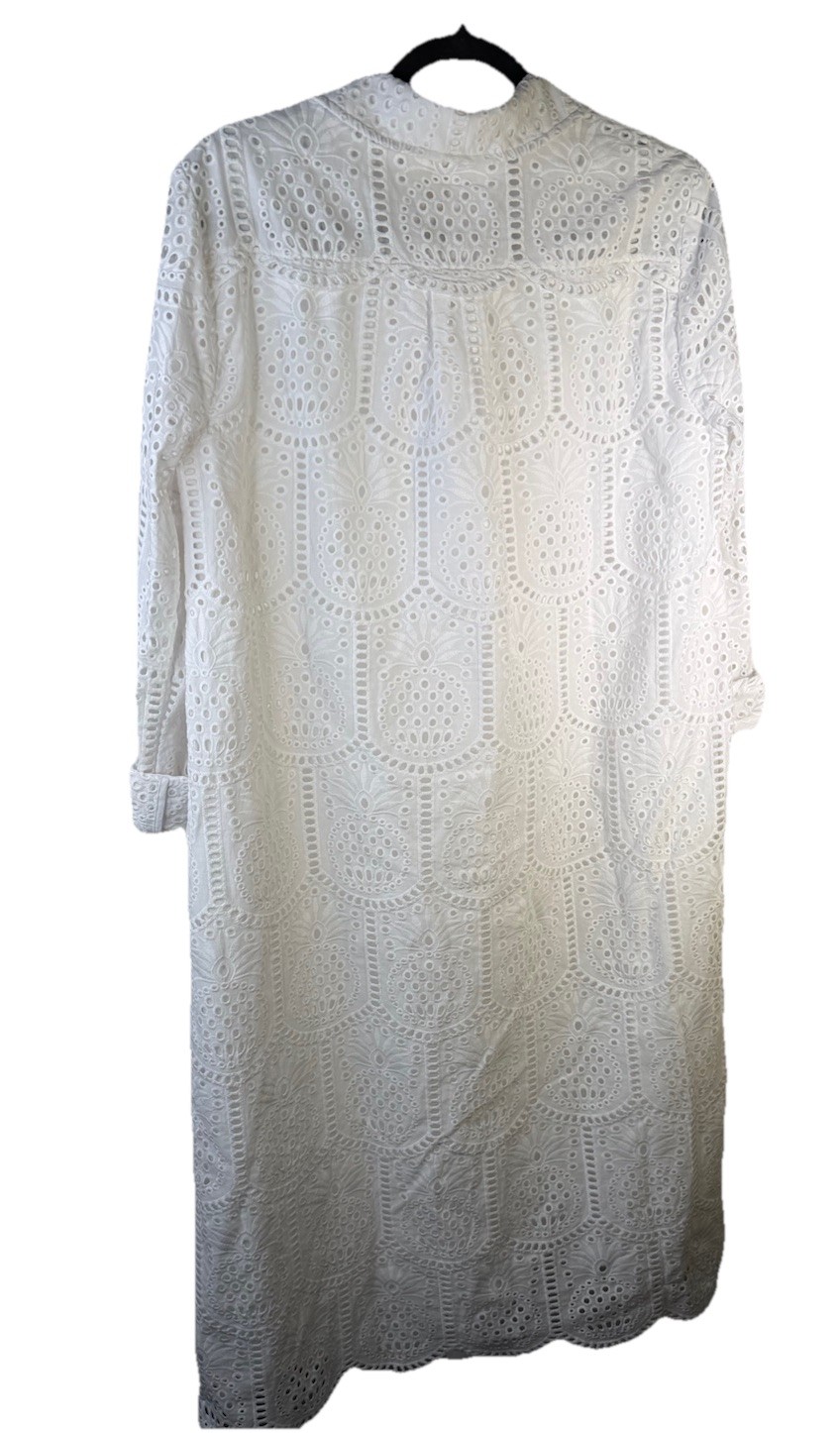 Lilly Pulitzer Eira White Muse Pineapple Tile Eyelet Midi Shirt Dress Sz 10 NWT