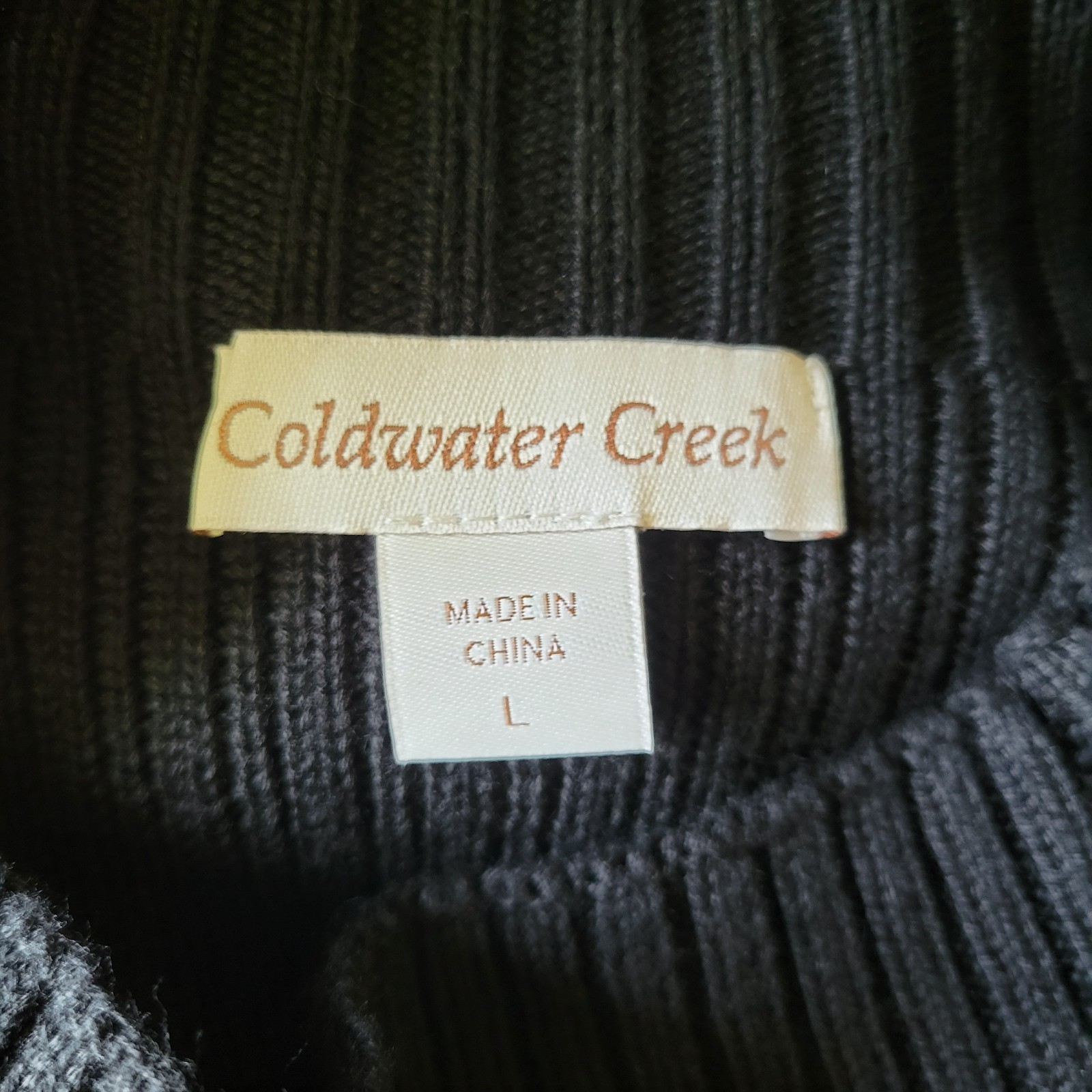 Vintage Coldwater Creek Direct Sweater Dress Women L Black Ribbed Maxi Sunburst