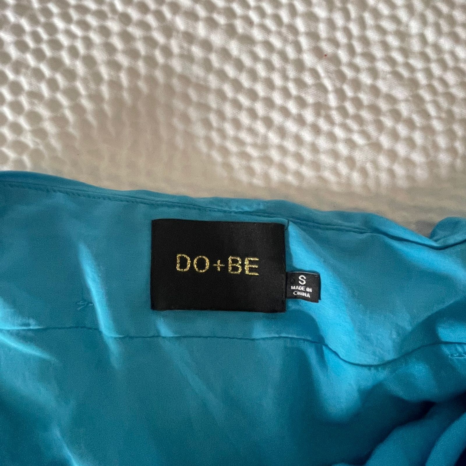 DO+BE Turquoise One Shoulder Mini Dress Size S Cocktail Party Draped Ruched Blue