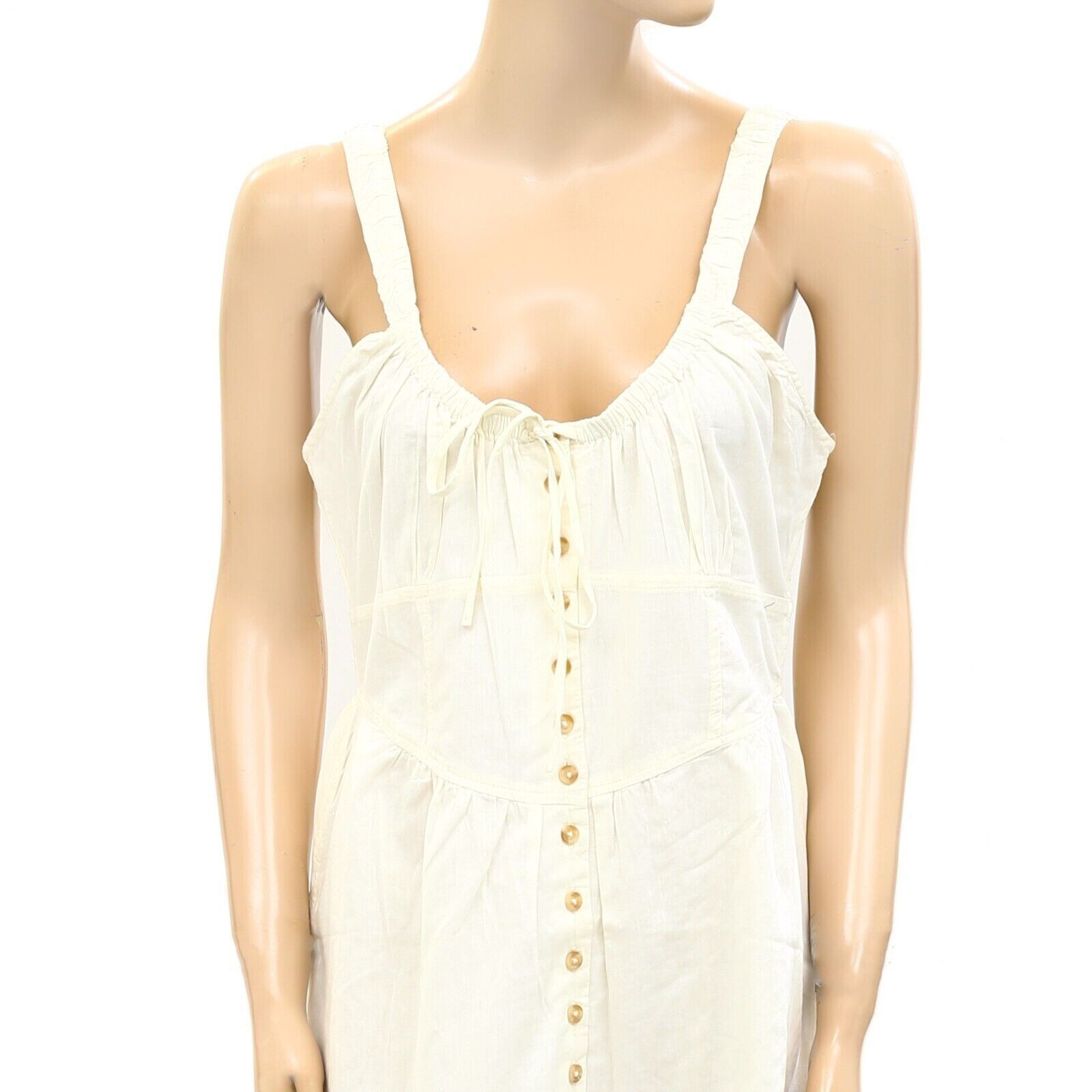 Urban Outfitters Azelia Button-Down Tunic Mini Dress Smocked Sleeveless S 255500